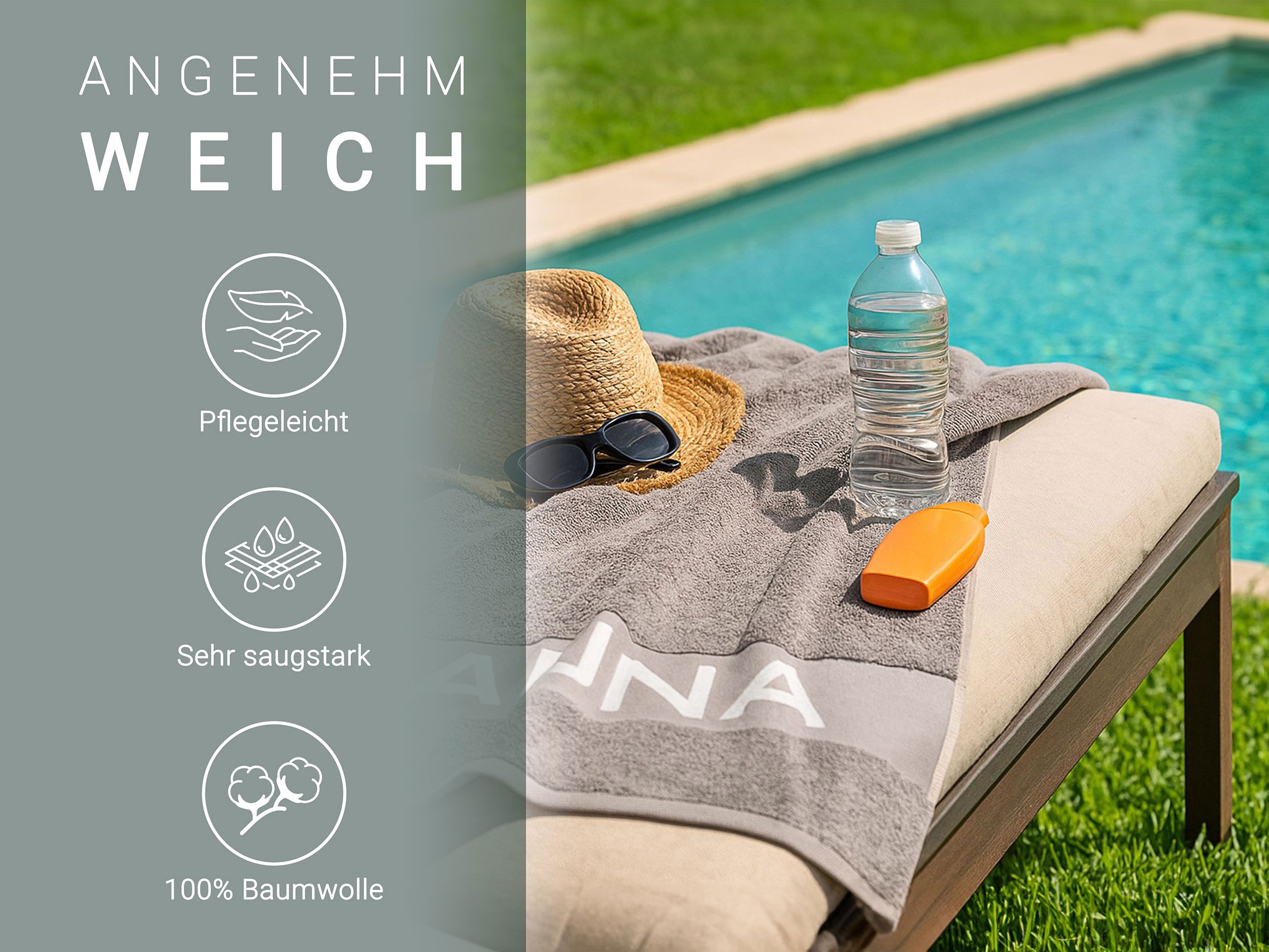 ZOLLNER Saunatuch, Walkfrottier (1-St), 80 x 200 cm, 100% Baumwolle, vom Hotelwäschespezialisten