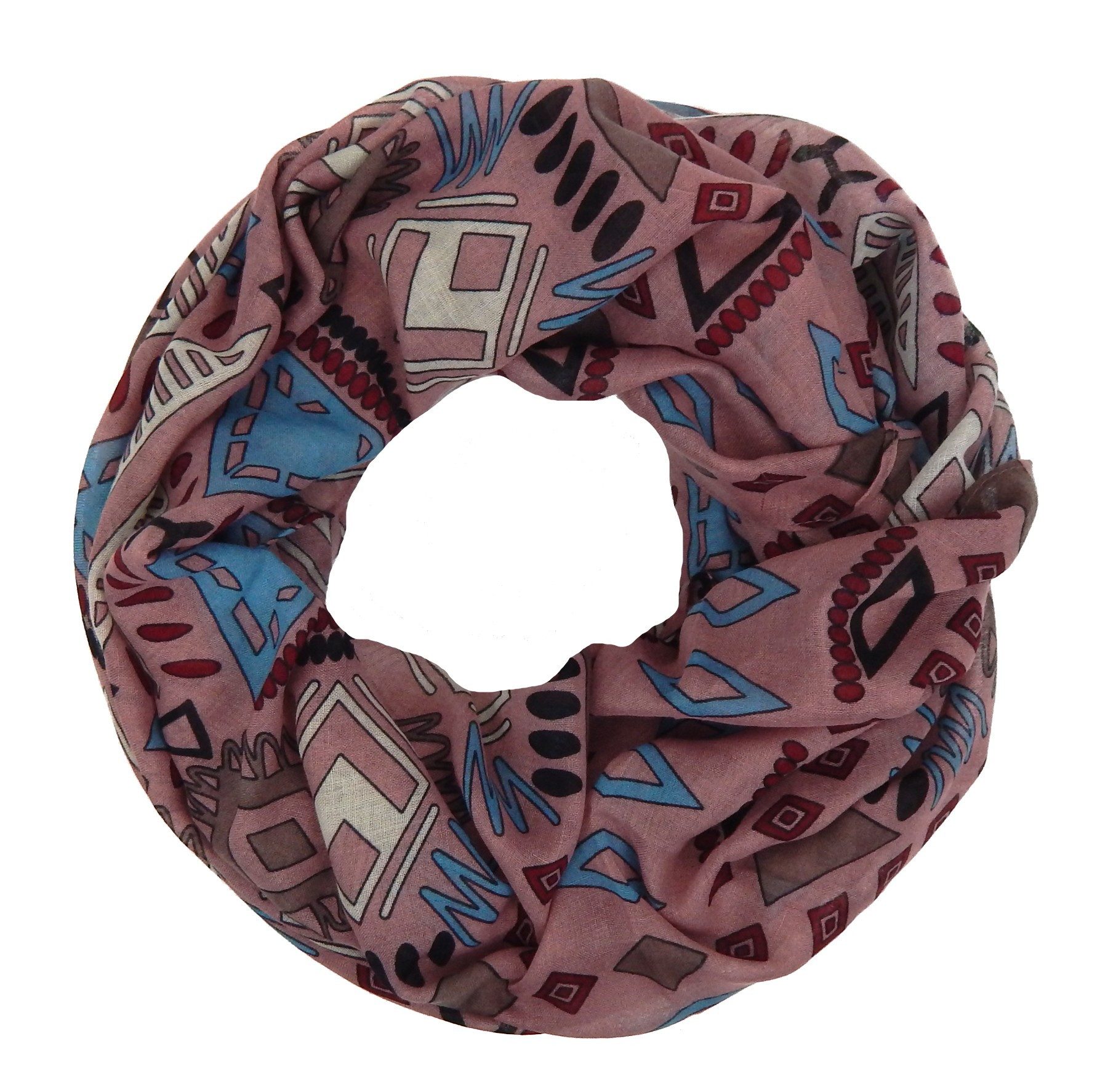 Ella Jonte Loop, Rosa Bunt – Weicher Viskoseschal im Ethno Boho & Ibiza Style