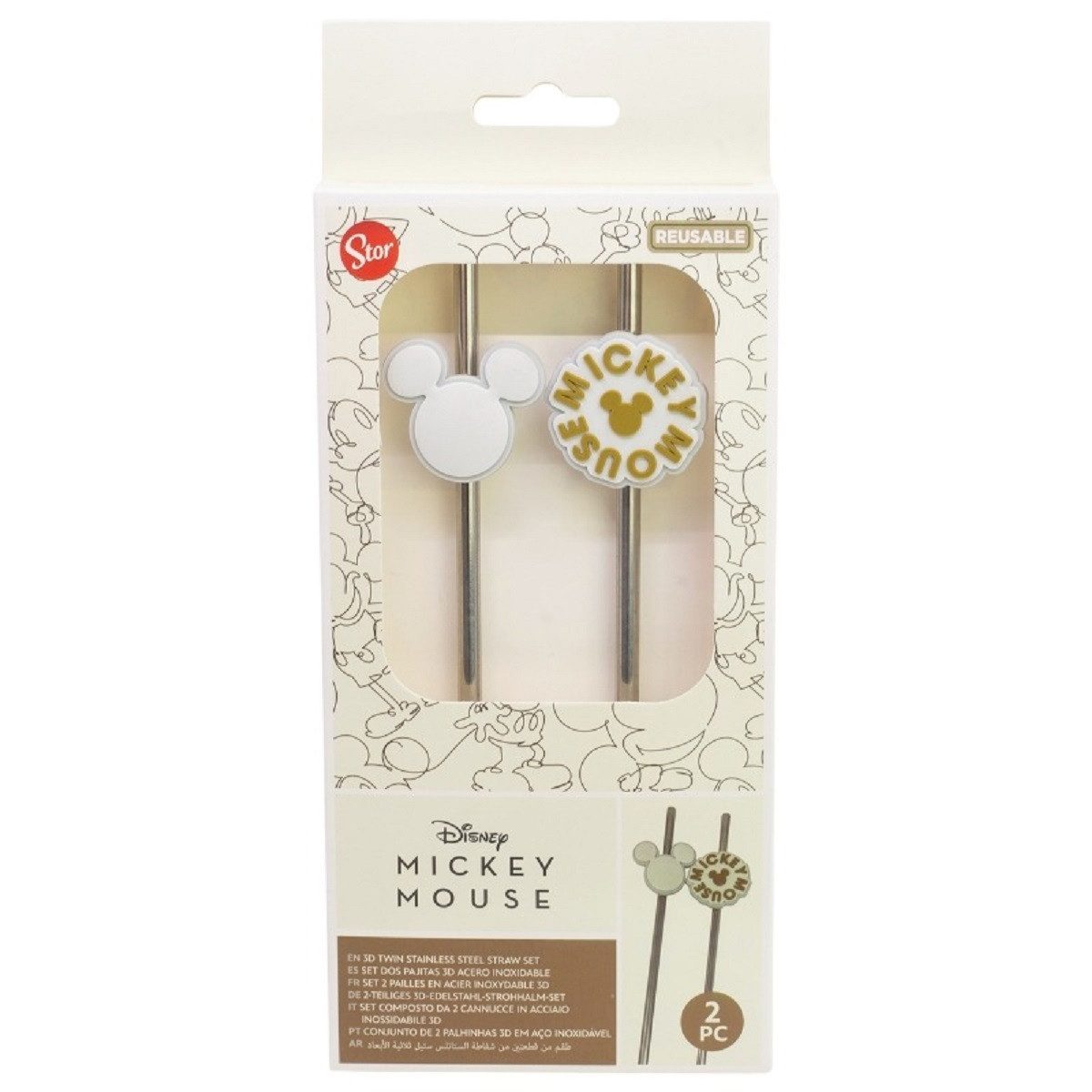Disney Mickey Mouse Trinkhalme Strohhalm Trinkhalm aus Edelstahl 2er Set für Kinder und Erwachsene, (2-tlg)
