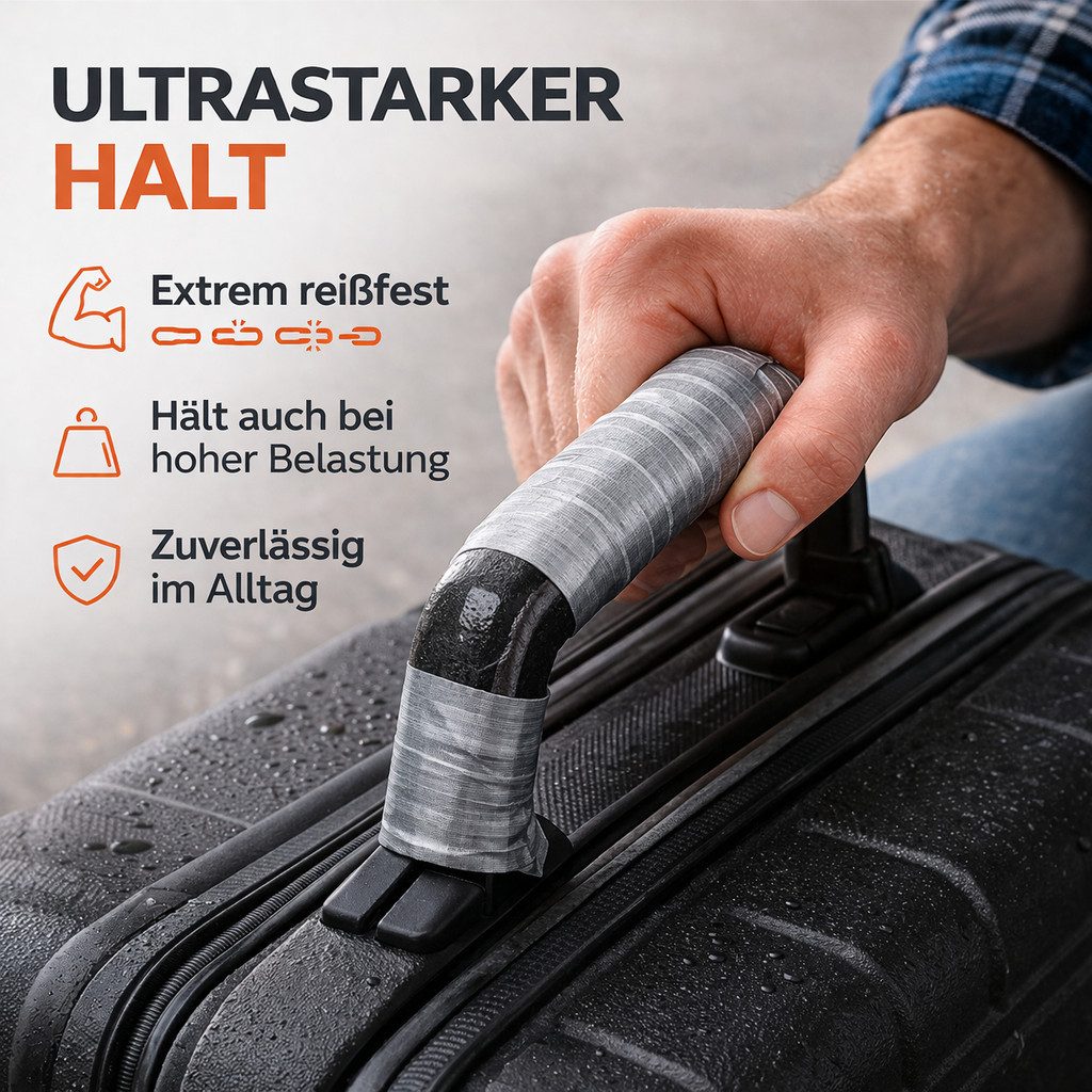 toolmate® Klebeband 4x Panzertape Klebeband Reparaturband Gewebeklebeband - silber (4-St., Set)