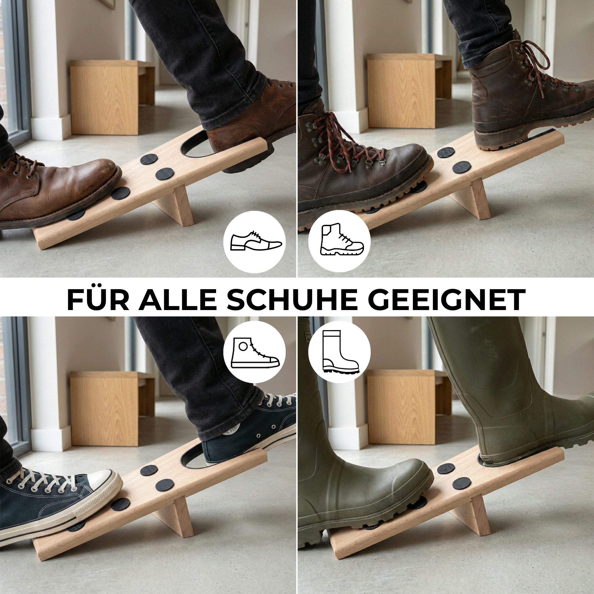 Langlauf Schuhbedarf Stiefelknecht Stiefelknecht aus Buchenholz mit 6 Anti- günstig online kaufen