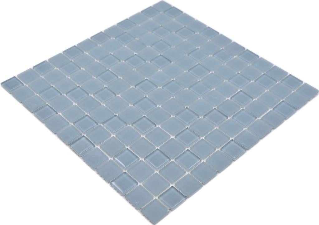 Mosani Wandfliese 10 Stk. Selbstklebende Mosaikfliesen Fliesenspiegel Küchenrückwand, Glas, Graublau, Improve, 10-teilig, 0,9 m², Spritzwasserbereich geeignet, Küchenrückwand Spritzschutz