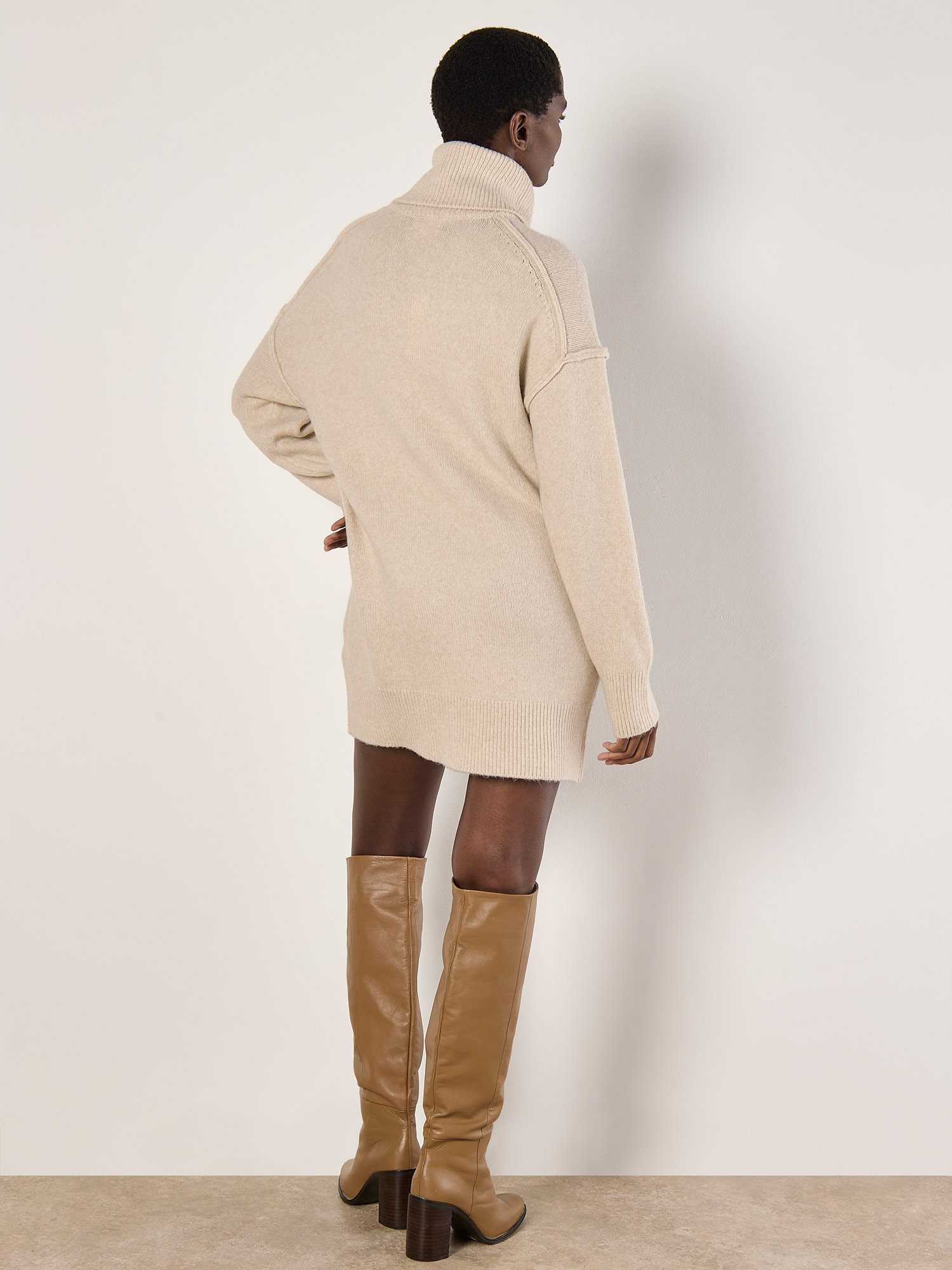 Apricot Strickkleid Pullover-Minikleid mit offener Naht