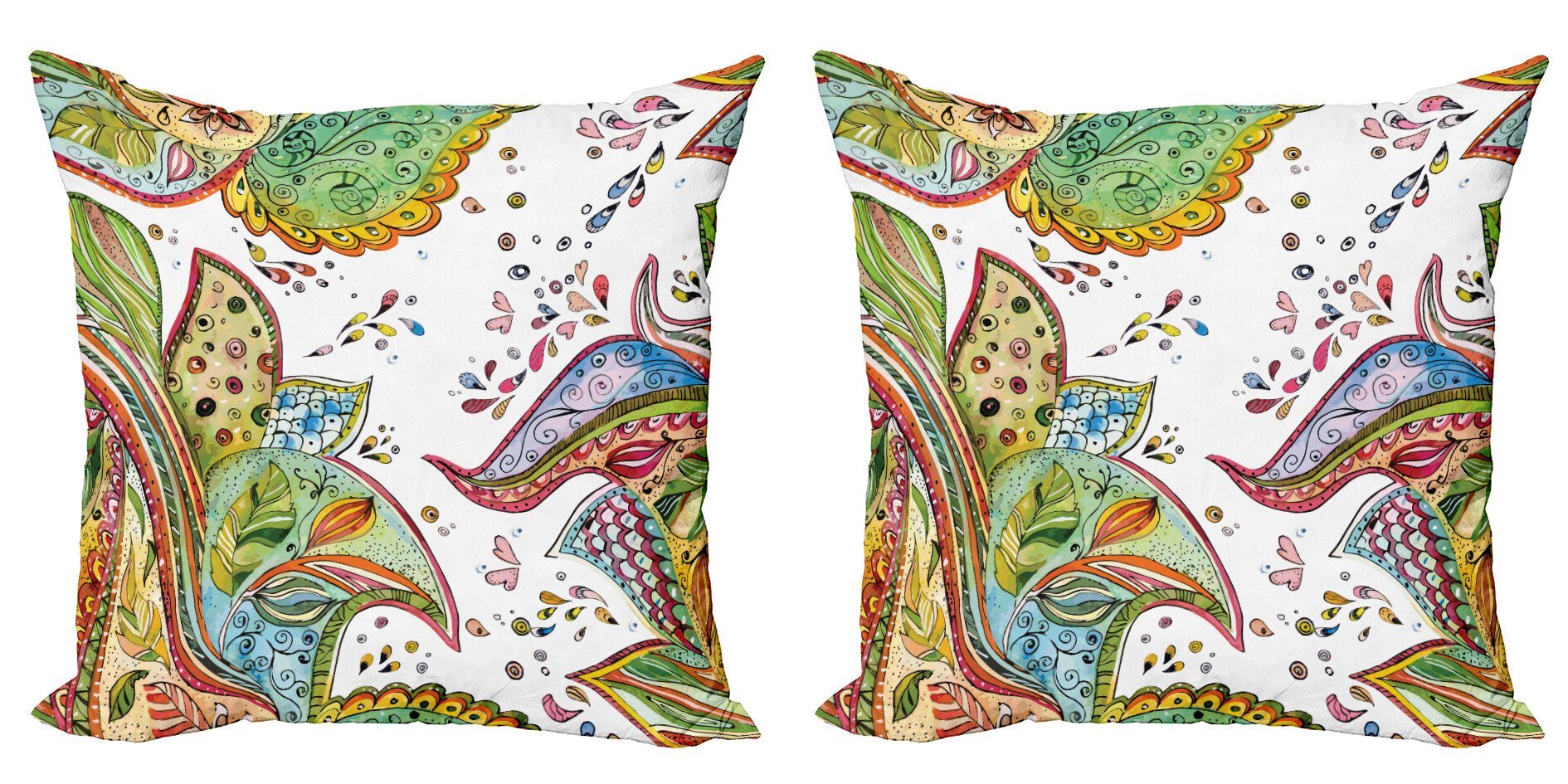 Kissenbezüge Modern Accent Doppelseitiger Digitaldruck, Abakuhaus (2 Stück), Grunge Blätter Blumen Herzen