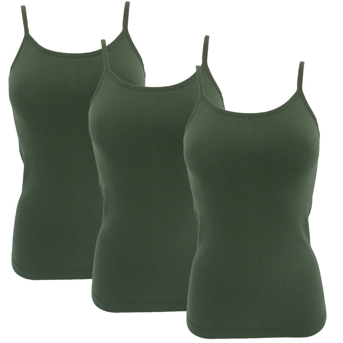 HERMKO Achseltop 1560 (Pack, 3er) Träger Top, Bio-Baumwolle, Spaghettiträger, Shirt, Basic