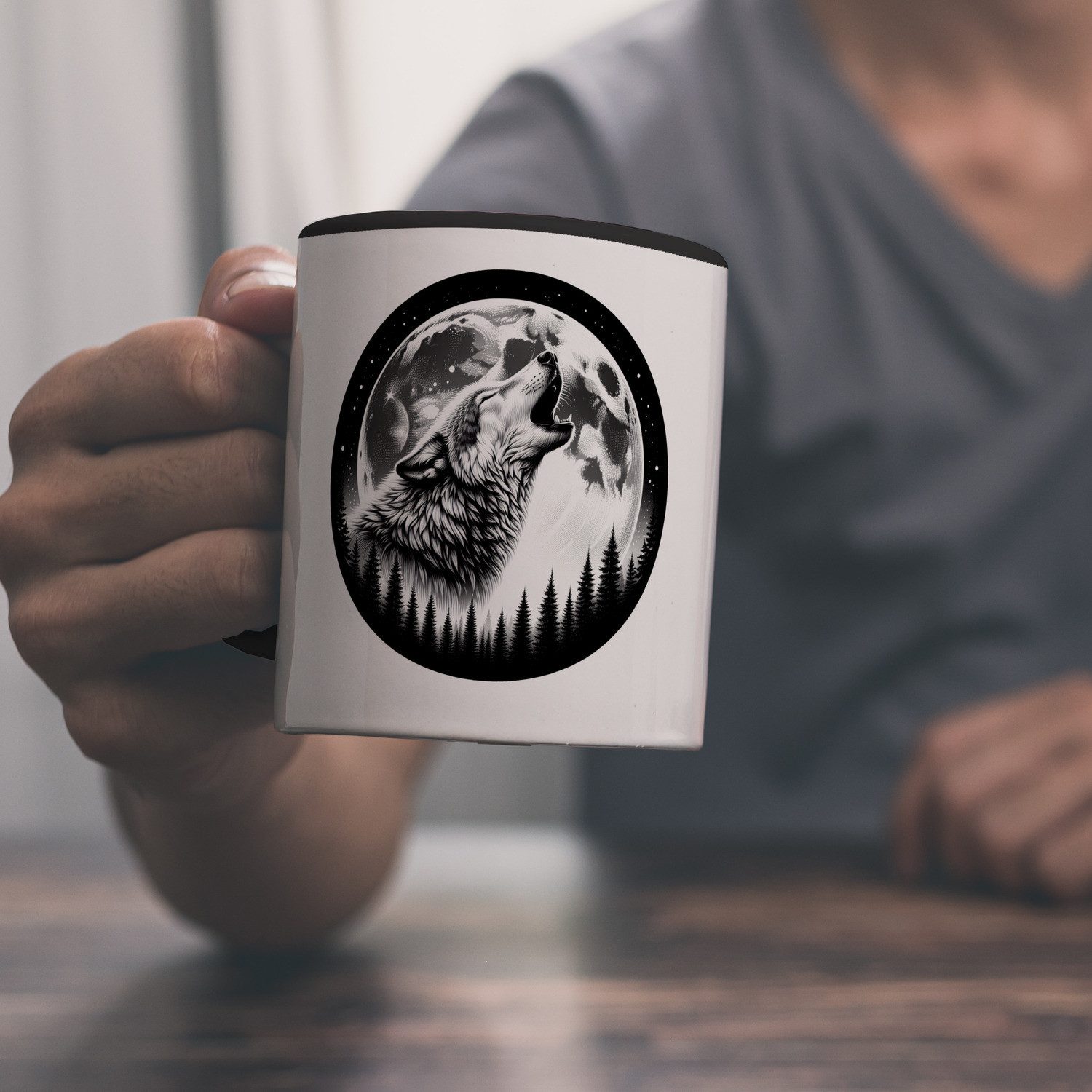 Wolfskopf-Becher Aus Edelstahl & Harz – 200 Ml, Handbemalt, Perfekt Für Tee, Wein & Als Deko