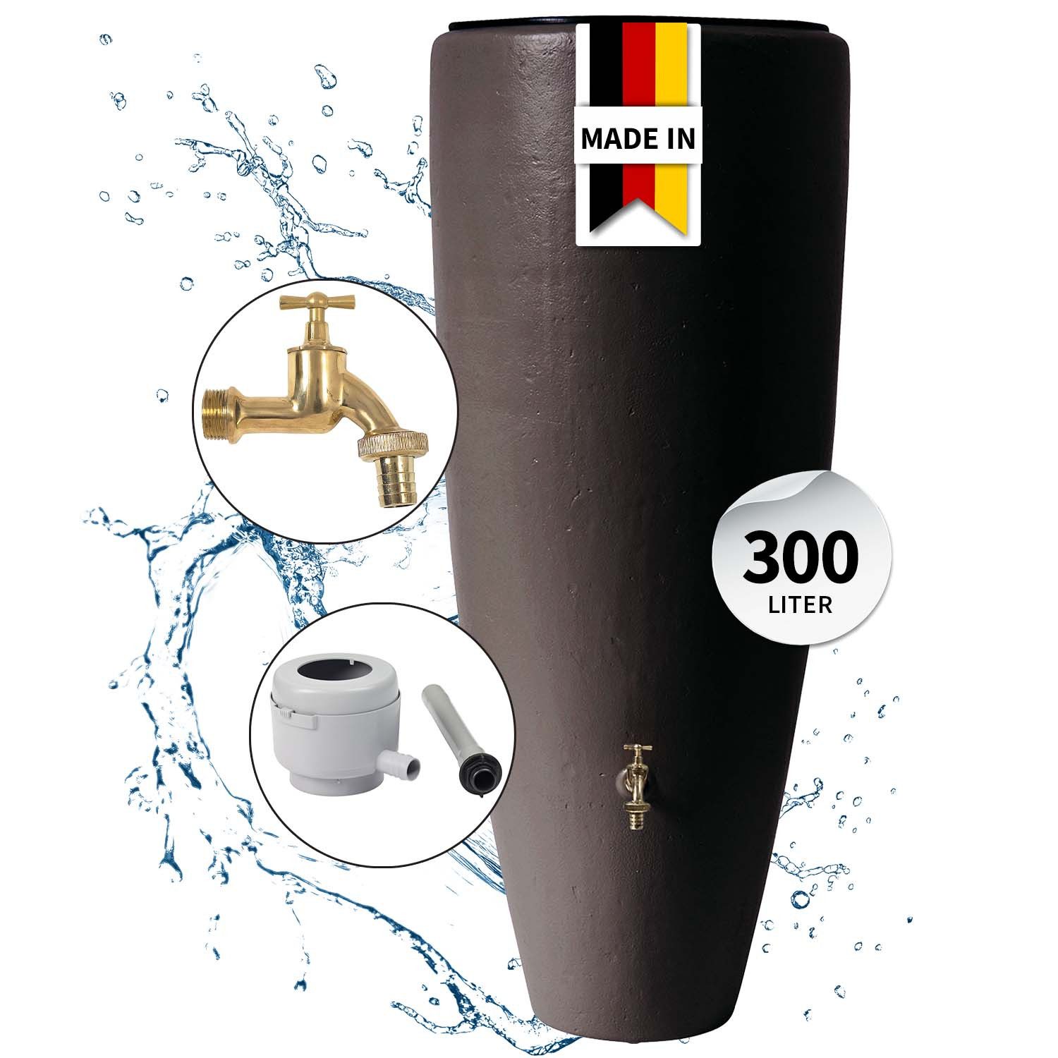 GARANTIA Regentonne 2in1 Regentonnen Komplett-Set 300 L mocca, 300 l