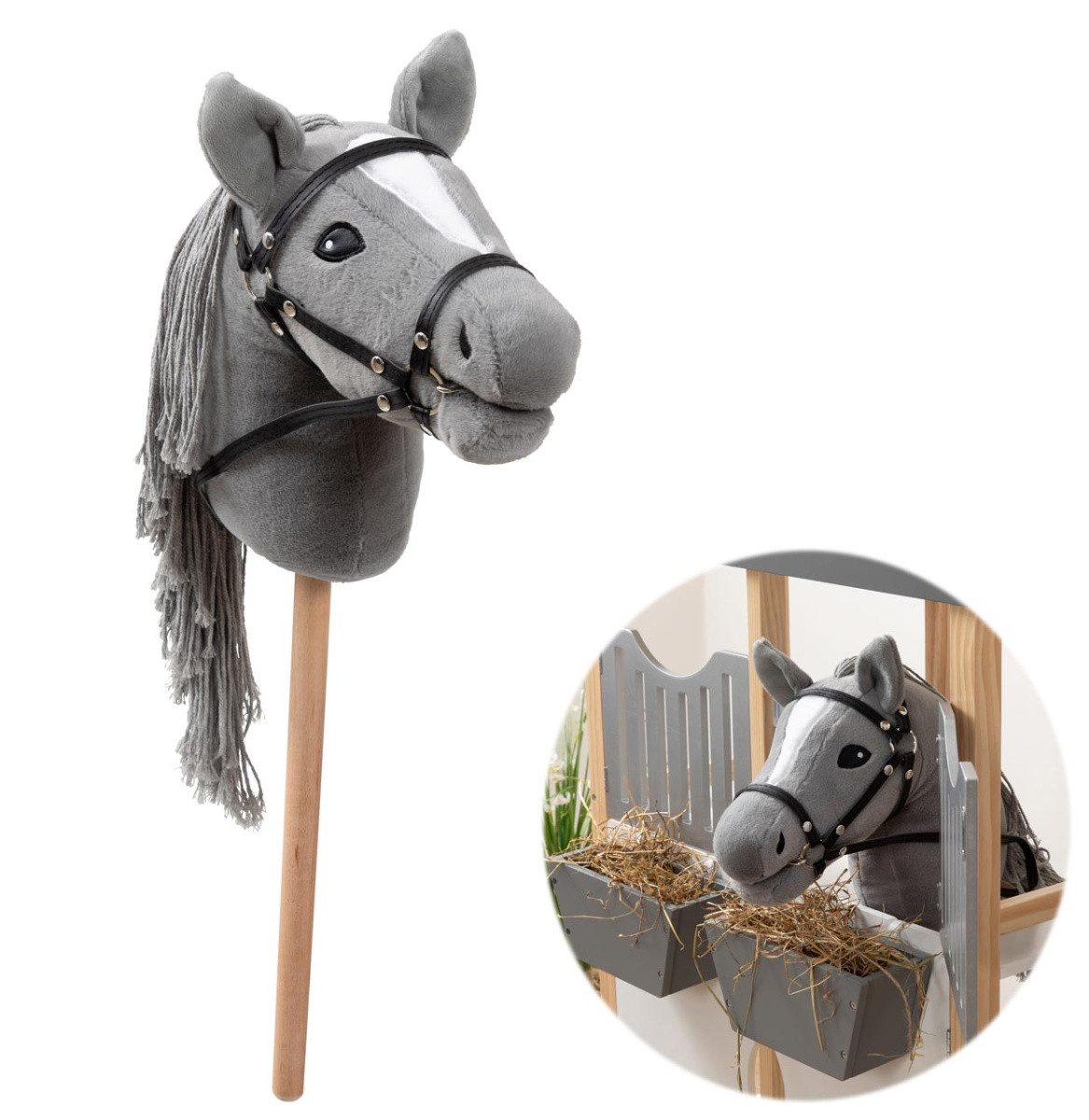 ELLA & PIET® Steckenpferd Hobby Horse SMOKEY mit Tasche (Grau)