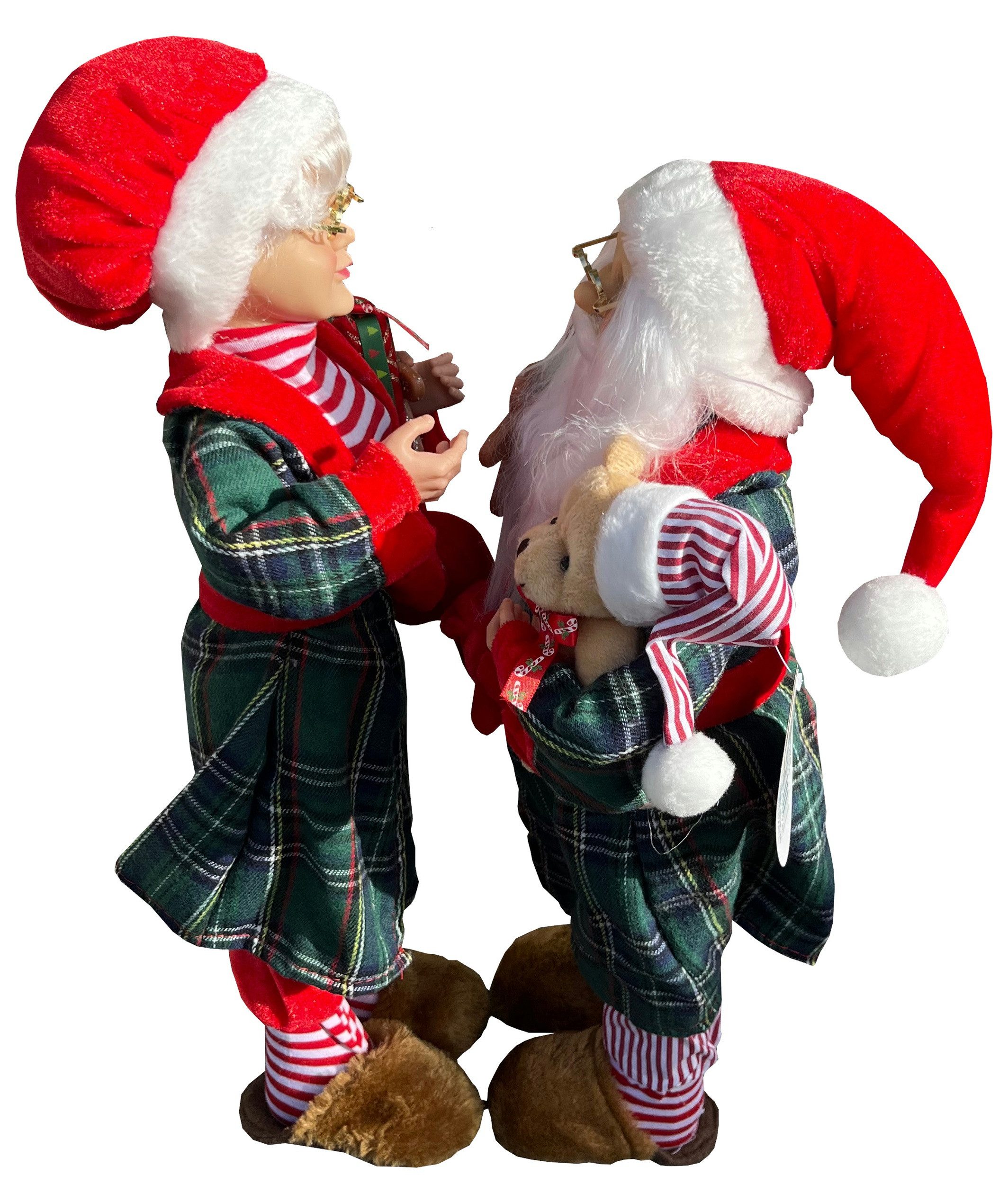 foolonli Weihnachtsmann Mr u. Mrs Clause 1 Paar rot Dekofigur Weihnachten Adventsdeko stehend