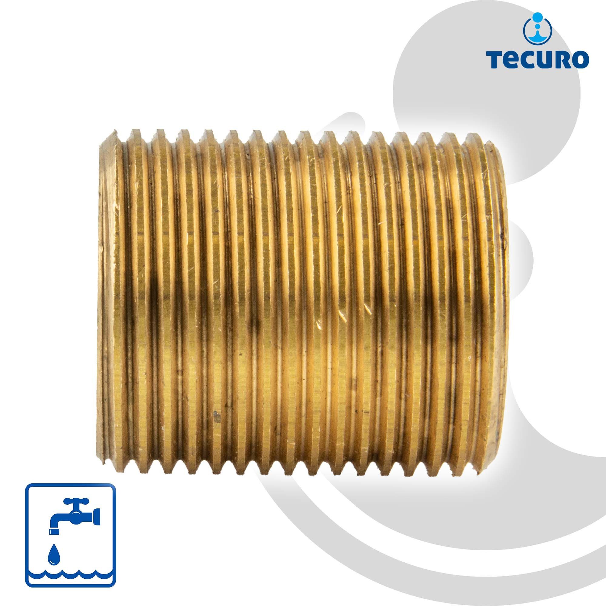 Mega Group Gewindefitting Mega Rohrnippel Gewindenippel, durchgehendes Gewinde Typ 531 Messing, 1/4 Zoll