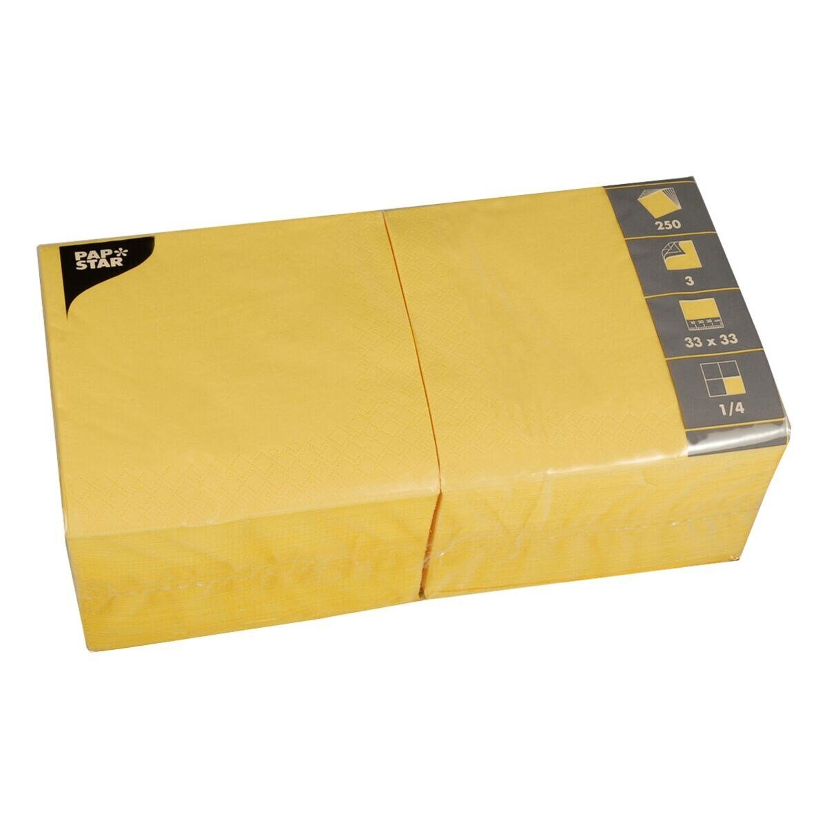 PAPSTAR Papierserviette, (250 St), 3-lagig, 33x33 cm, 1/4-Faltung