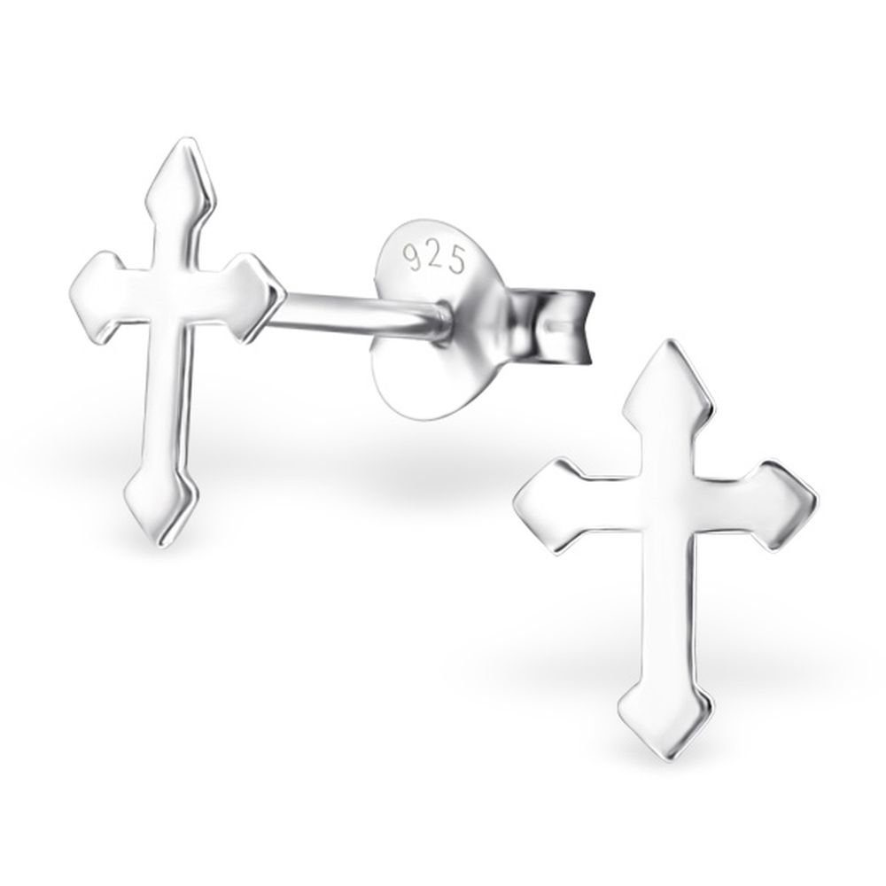 Damen 925 Ohrstecker Paar Ohrschmuck (1 Ohrringe aus BUNGSA Ohrring-Set Stück), Silber 2-tlg), Kreuz (2