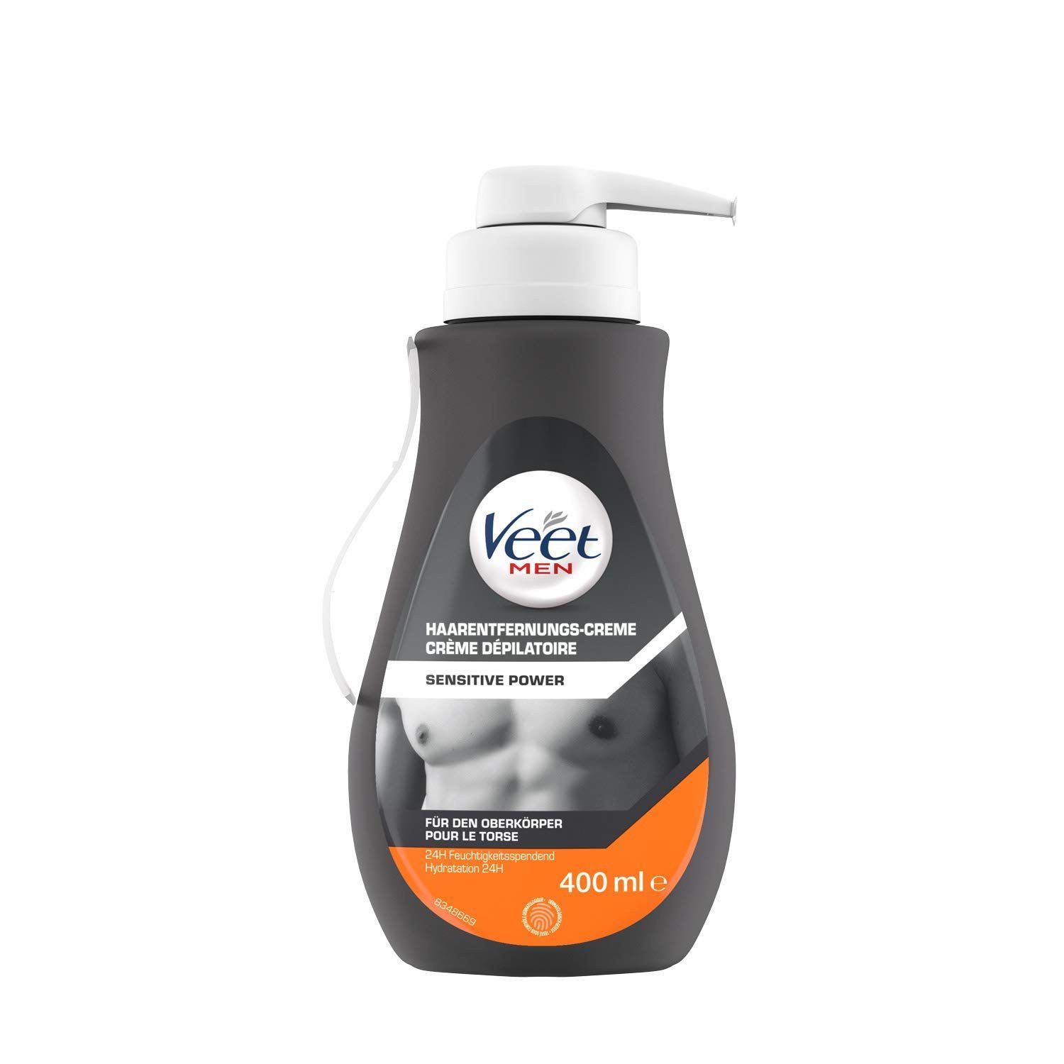 Veet MEN Enthaarungscreme Sensitive Power (3 x 400ml), Spar-Pack, 3 St., Schnelle & effektive Haarentfernung für Männer in nur 5-10 Minuten, im praktisachen Spender mit Spatel