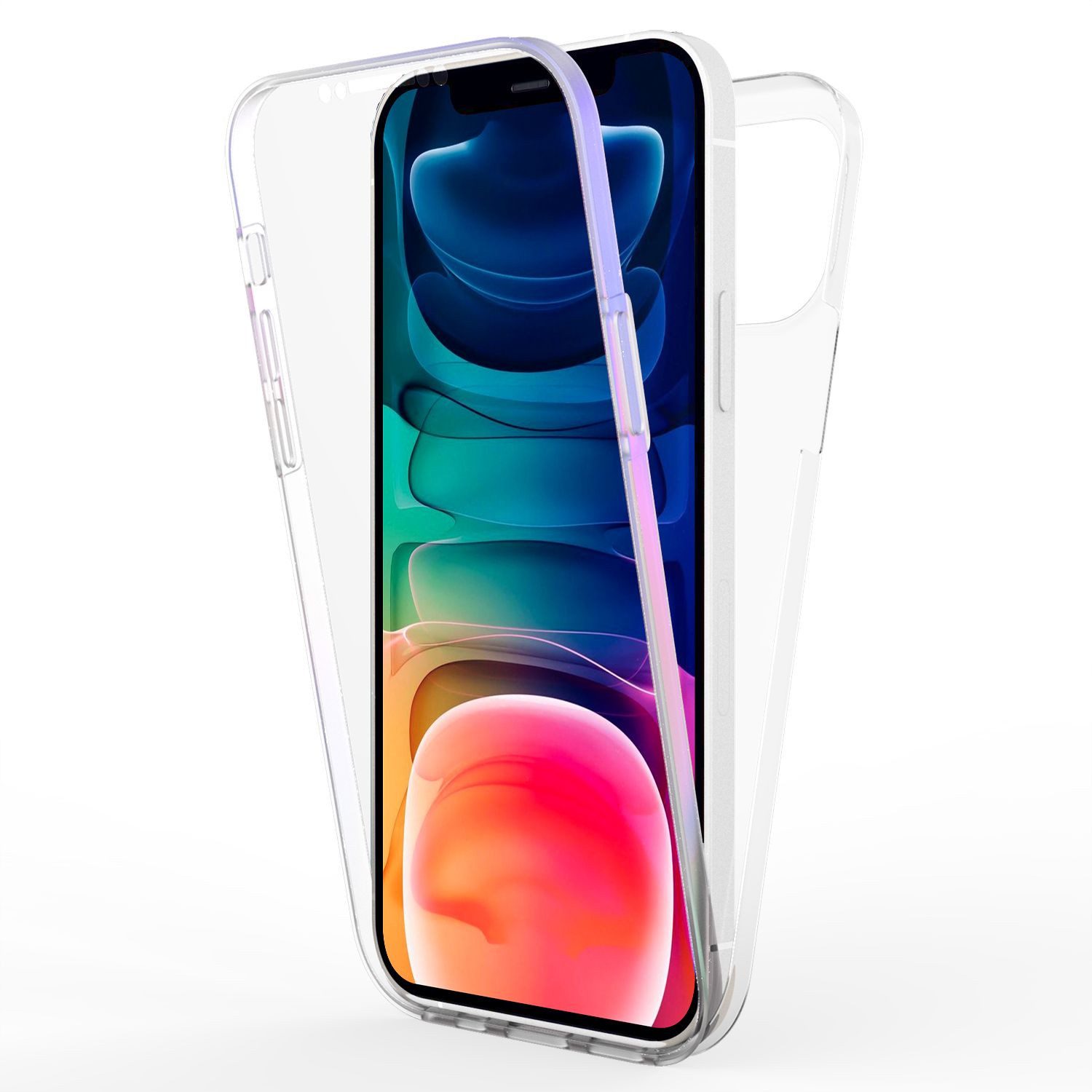 Nalia Smartphone-Hülle Apple iPhone 13 15,5 cm (6,1 Zoll), Klare 360 Grad Hülle / Rundumschutz / Transparent / Displayschutz Case
