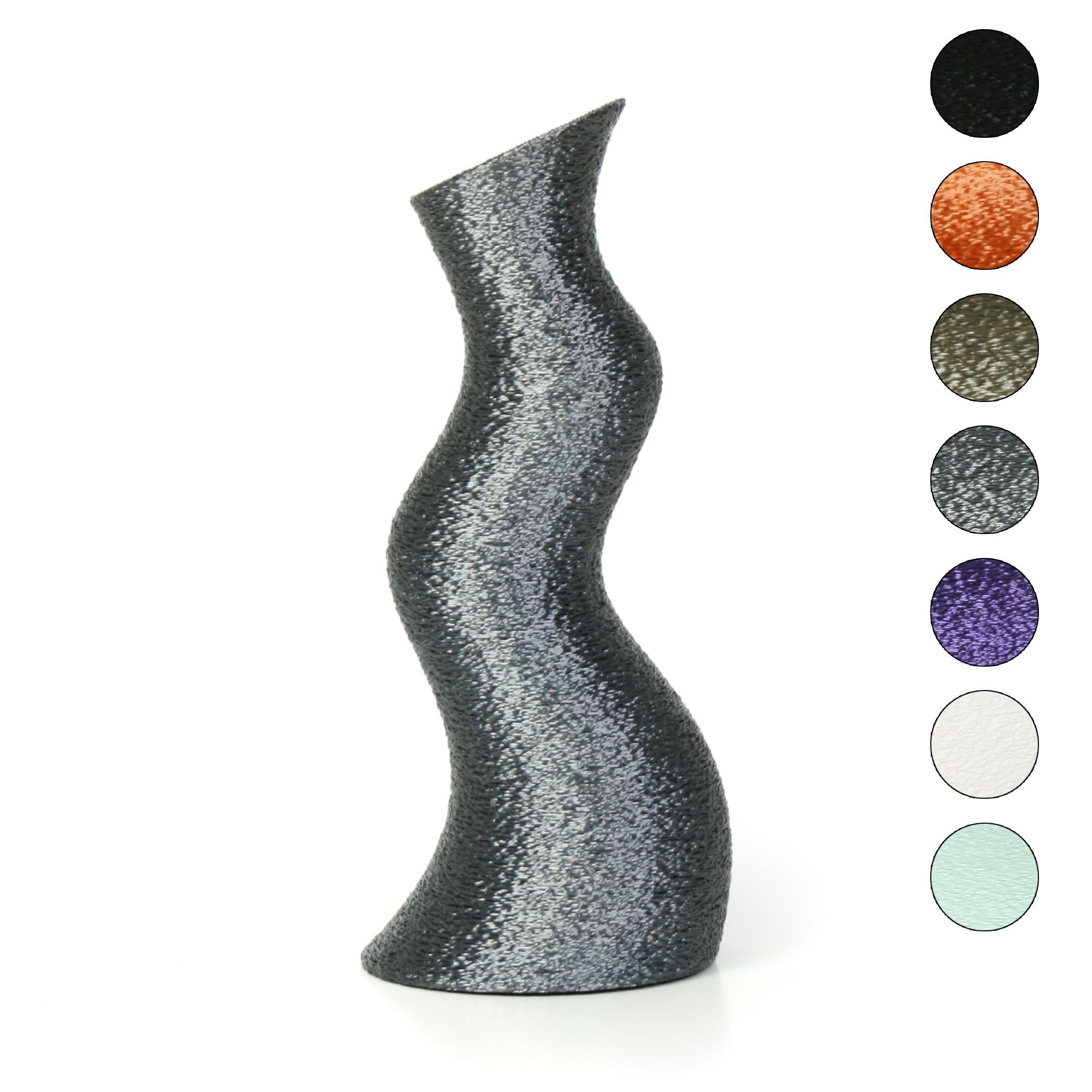 Kreative Feder Dekovase Designer Vase – Dekorative Blumenvase aus Bio-Kunststoff, aus nachwachsenden Rohstoffen; wasserdicht & bruchsicher Old Silver