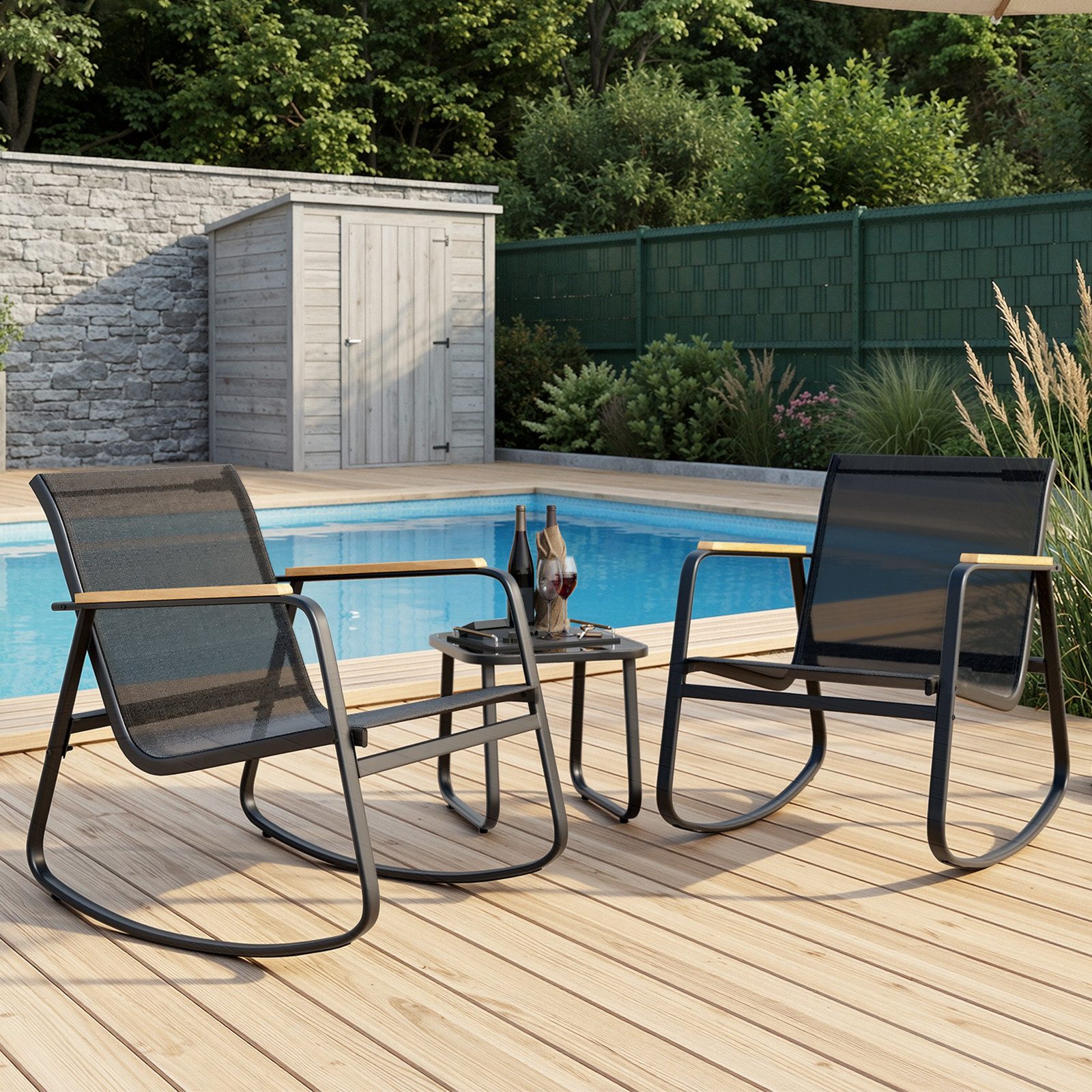 Bealife Balkonset Garten Balkonmöbel-Sets,2 Sessel und 1 Tisch für Garten, Terrasse