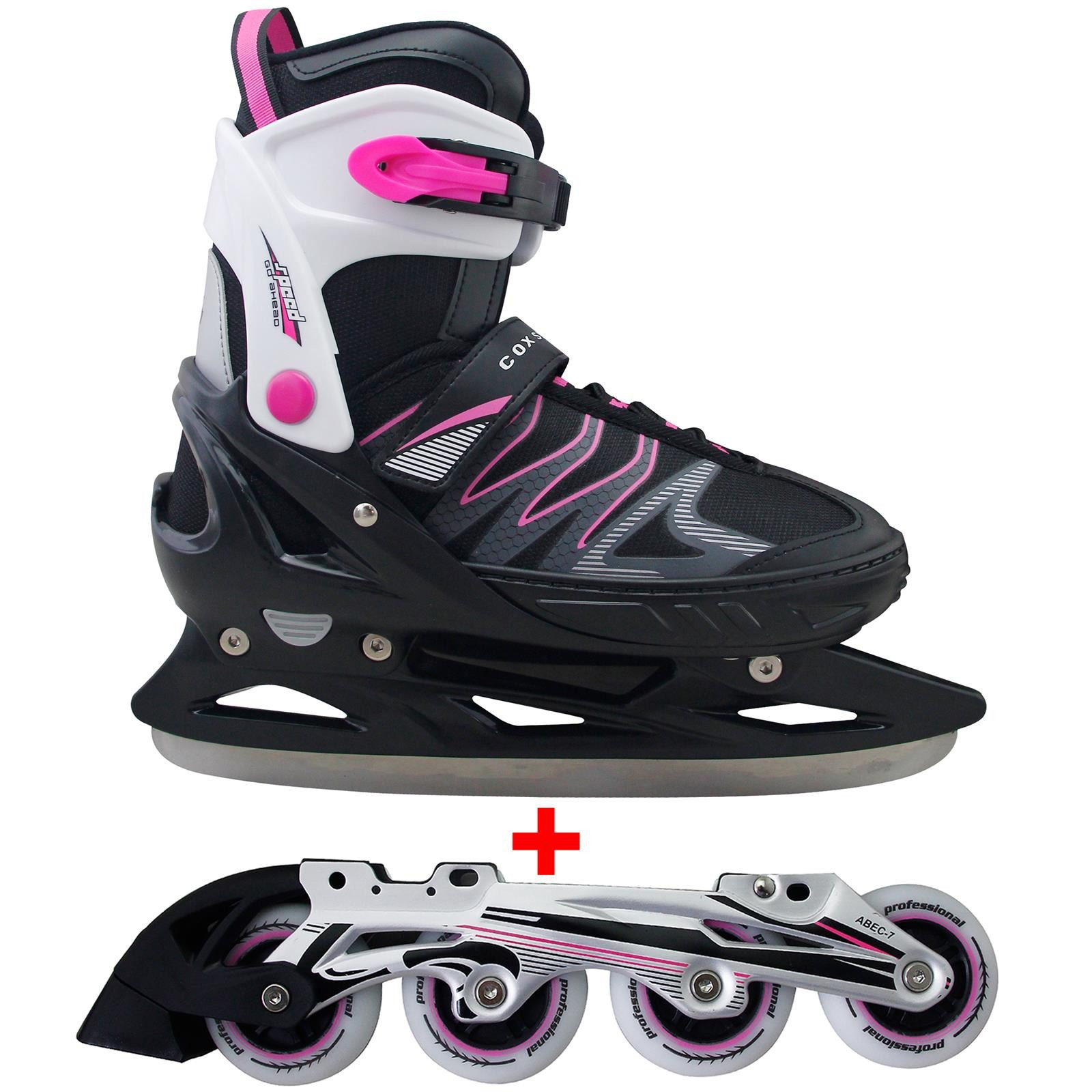 Cox Swain Inlineskates Joy 2in1 verstellbar Inline Skates und Schlittschuhe mit Alu, 2in1: Inliner & Schlittschuhe
