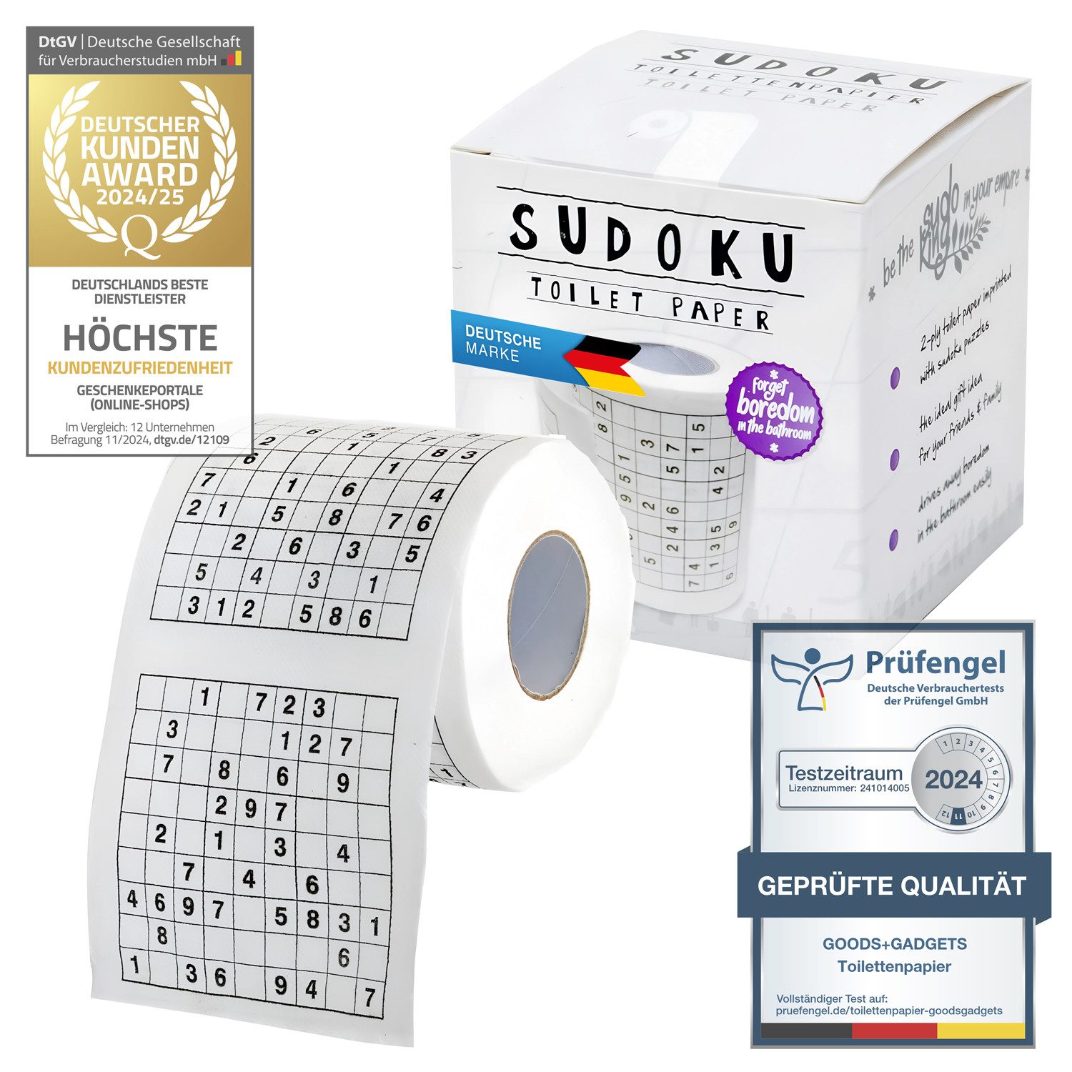 Goods+Gadgets Papierdekoration Sudoku Klopapier, Sudoko Rätsel Fun Toilettenpapier – Bild 4 von 4