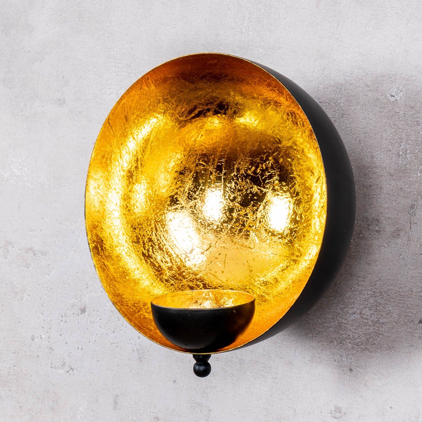 2er Schwarz Wand Kerzenständer, 1 Levandeo® Teelichthalter Set Kerzenhalter Variante Metall Gold Wanddeko