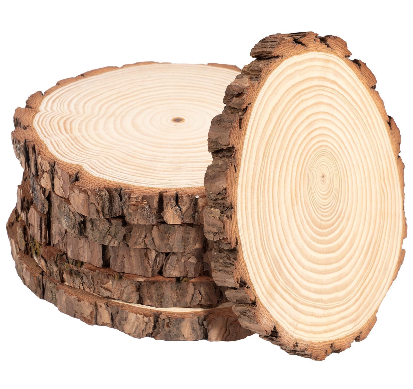 lindahandel Dekotablett Holzscheiben 18-20cm unbehandelt – Kiefernholz rund für DIY (6 St), Baumscheibe ohne Loch für DIY, Deko & Hochzeit – 15mm stark