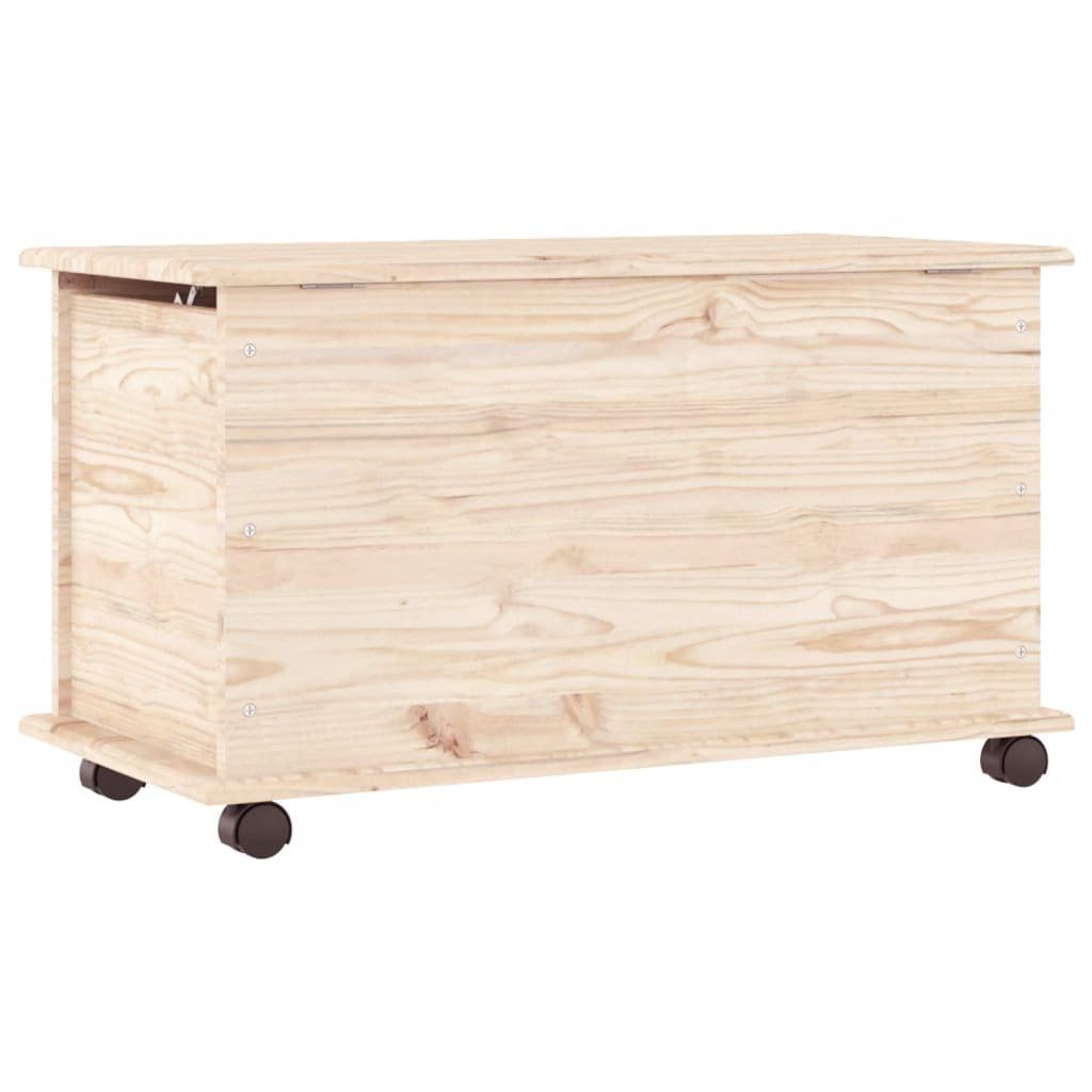vidaXL Truhe Natur Spielzeugtruhe Holzkiste Truhe mit Rollen ALTA 73x39,5x44 cm Mas
