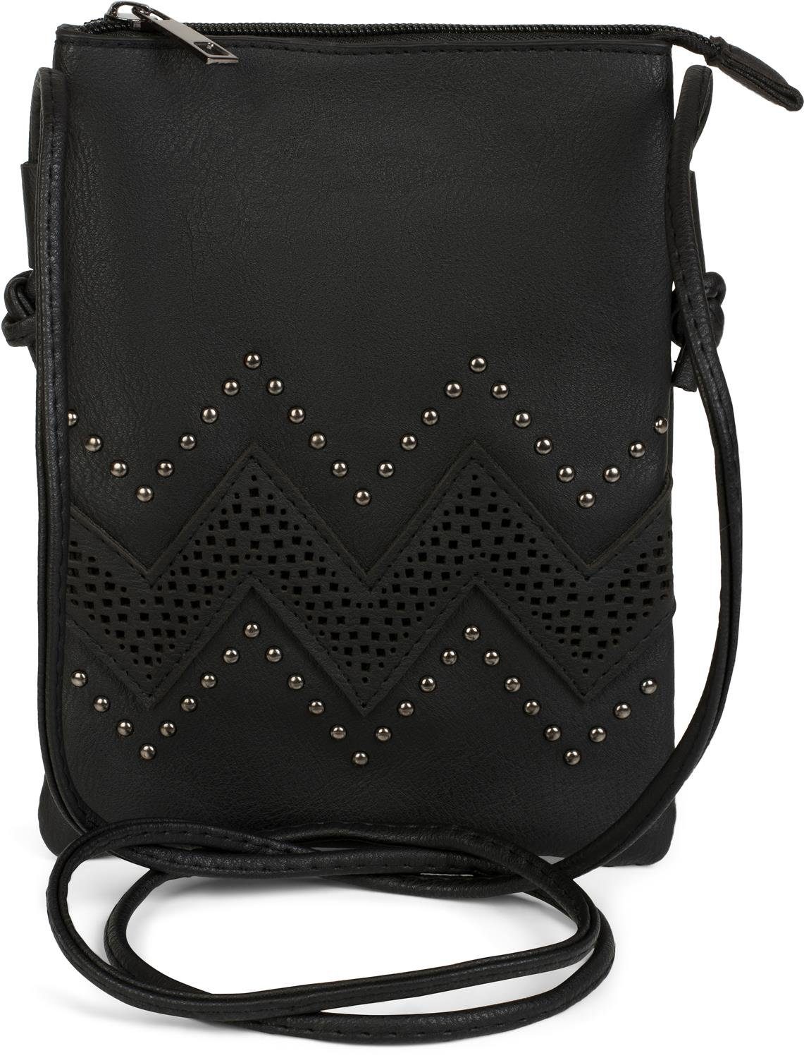 Mini Bag Mini Umhängetasche mit ZickZack Cutout und Nieten