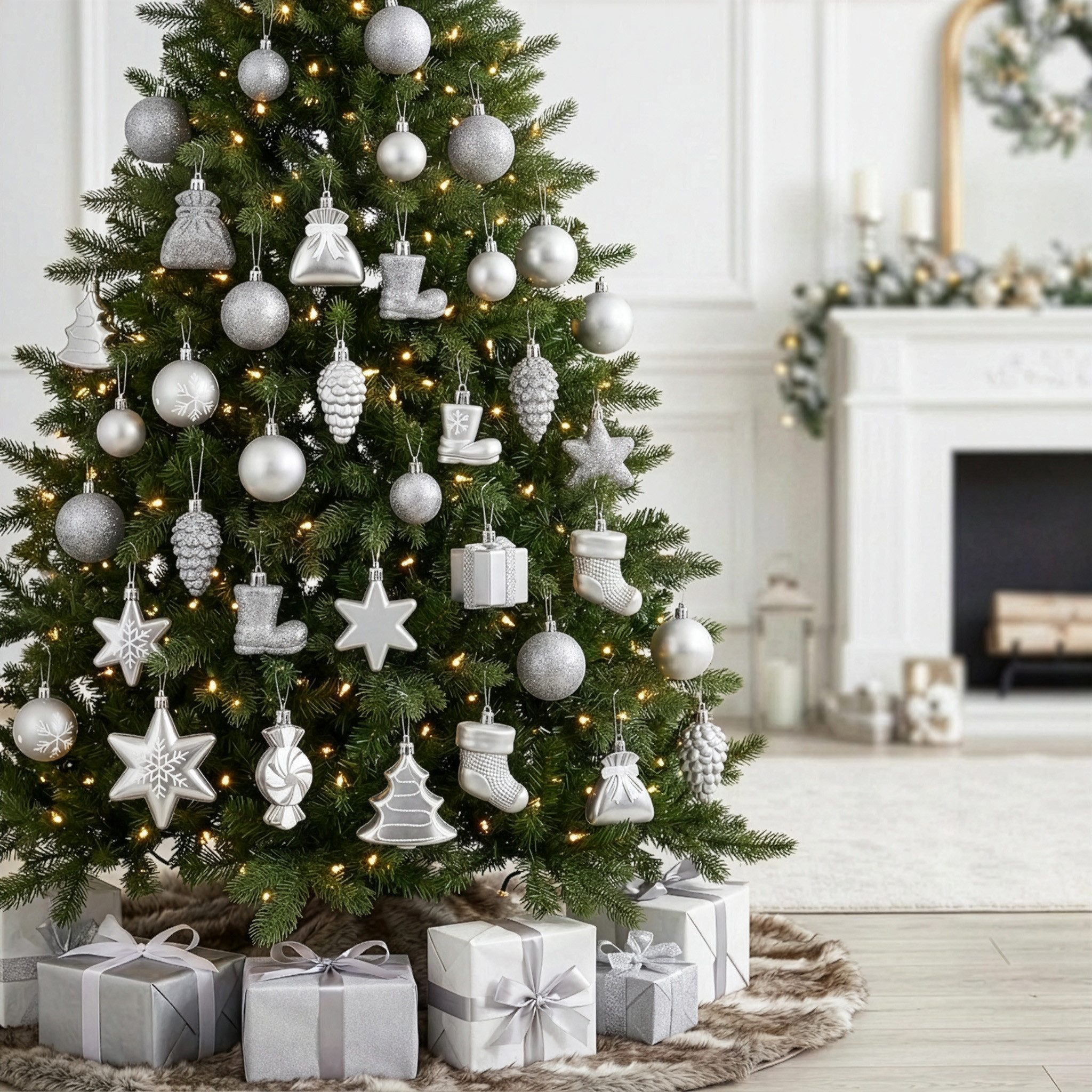 BRUBAKER Weihnachtsbaumkugel 77-teiliges Weihnachtskugel-Set, Christbaumschmuck aus Kunststoff, Weihnachtsdekoration Baumkugeln