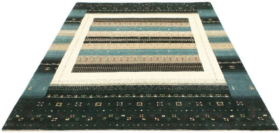Wollteppich Loribaft Teppich handgeknüpft mehrfarbig, morgenland, rechteckig,  Höhe: 18 mm, handgeknüpft