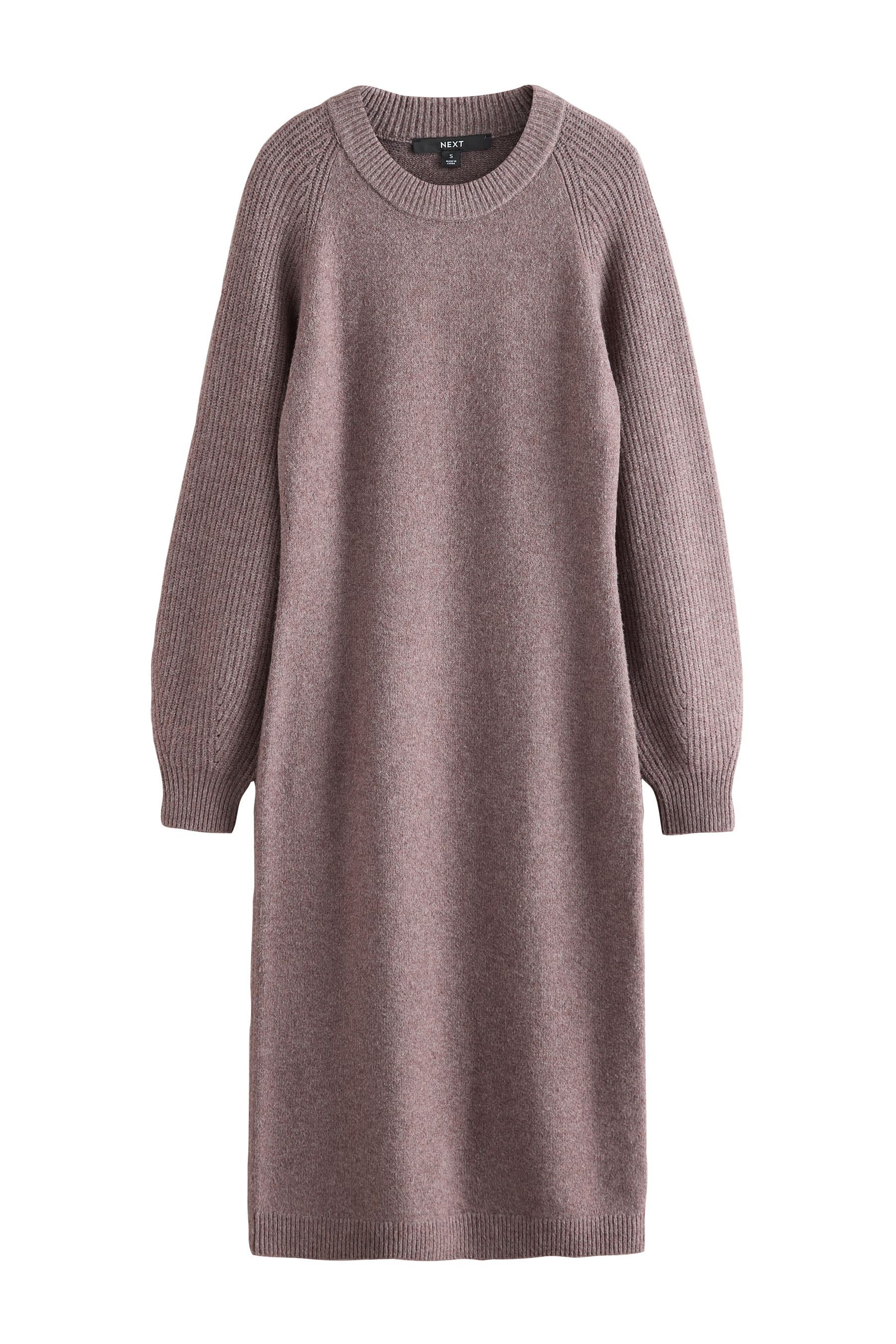 Next Midikleid Weiches, gestricktes Midikleid, gerippte Ärmel (1-tlg) günstig online kaufen