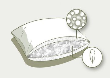 3-Kammer-Kopfkissen Fee, fjödur, Füllung: Außenkammer mit 90% Daunen, 10% Federn, Bezug: 100% Baumwolle, Stützend und kuschelig
