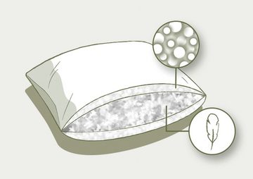 3-Kammer-Kopfkissen Franzisk, fjödur, Füllung: Gänsefedern- & Daunen, Bezug: 100% Baumwolle, 3-Kammer-Kopfkissen, Kissen in 40x80 oder 80x80 cm erhältlich