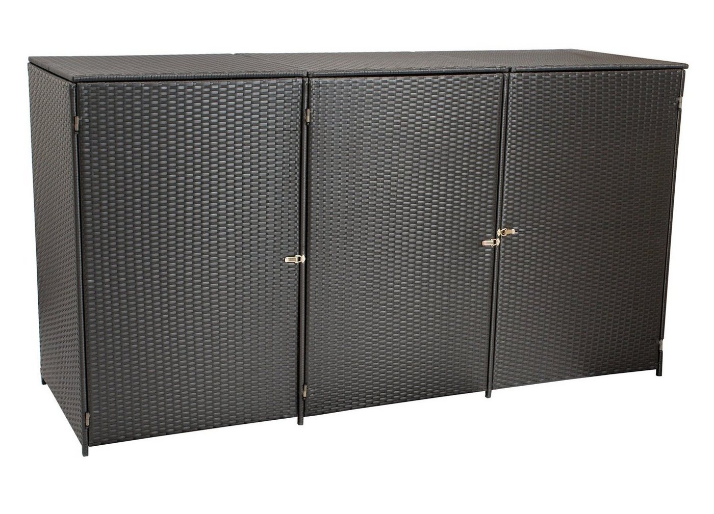 Thumbnail - MERXX Mülltonnenbox (1 St), Dreier - Mülltonnenbox, Stahl + Polyrattan, mocca, 78x220x123cm