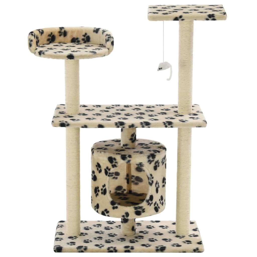 vidaXL Kratzbaum 95 cm Katzen-Kratzbaum Sisal 95 cm Beige Pfoten-Aufdruck