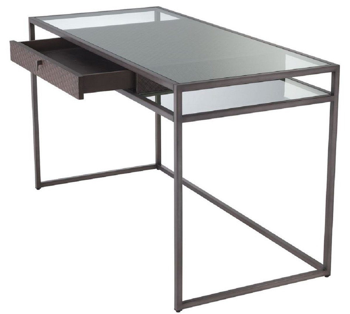 Casa Padrino Schreibtisch Luxus Qualität - H. cm Schreibtisch mit 60 Schublade 75,5 Luxus x x Bronze 135 - Büromöbel Luxus