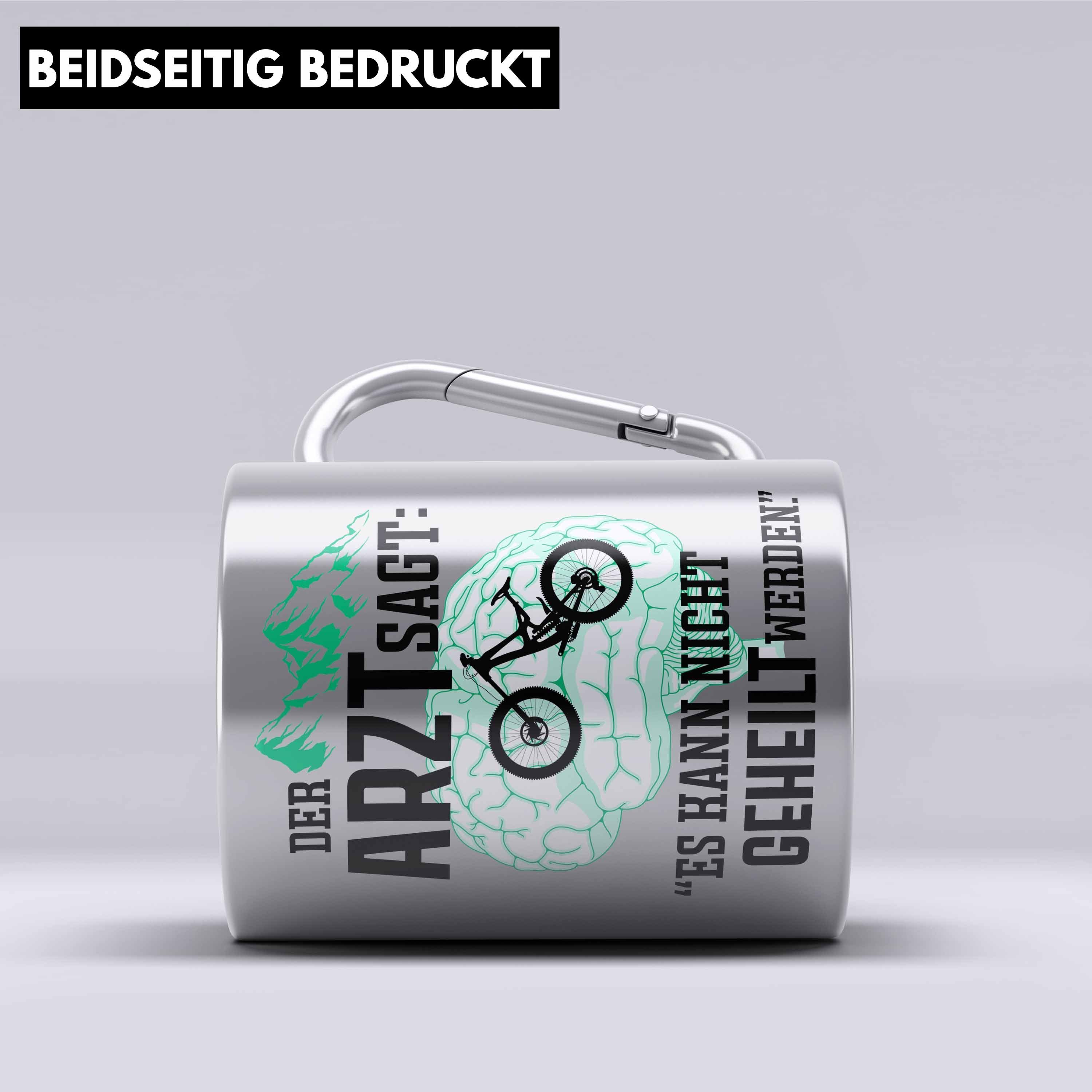 Männer Mountainbike Tasse Silber Edelstahl Geschenk Mountainbik Geschenke für Trendation Thermotasse