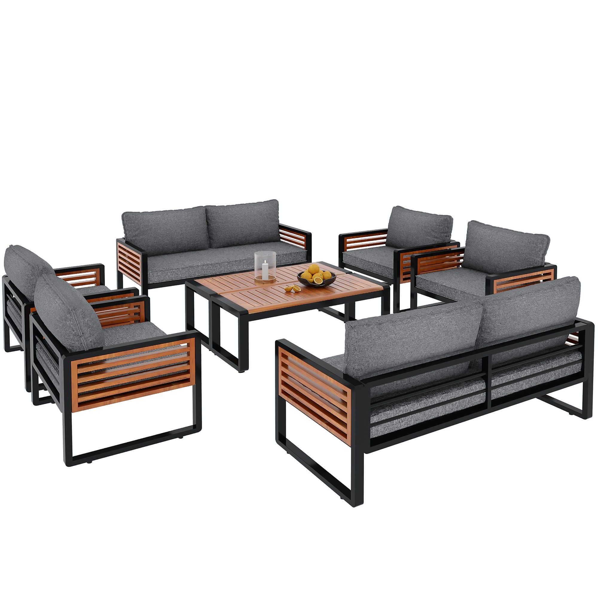 OKWISH Gartenlounge-Set Gartenmöbel-Set mit Eisenrahmen, (Gartenmöbel-Set günstig online kaufen