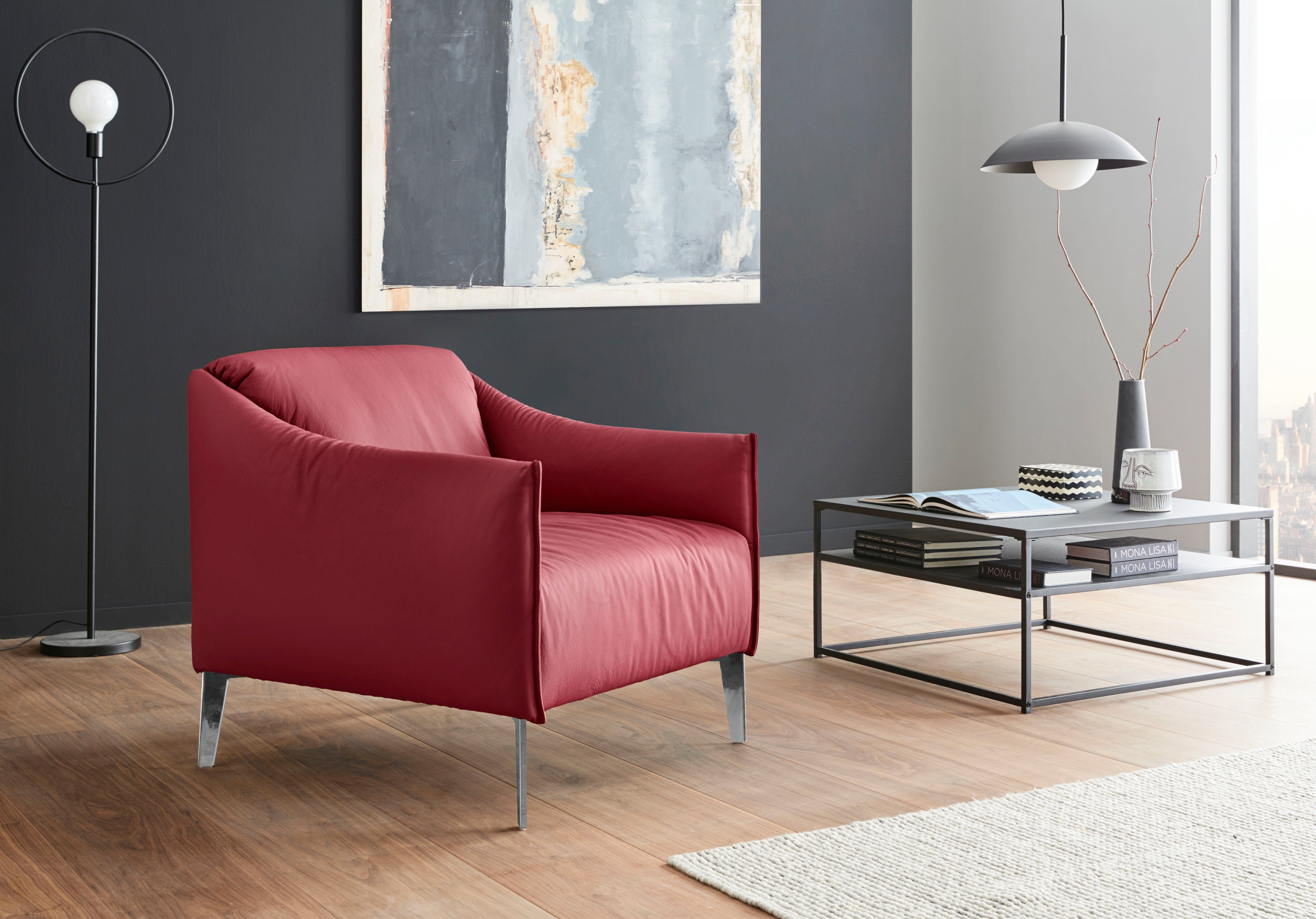 W.SCHILLIG Cocktailsessel sally, mit Metall-Winkelfüßen in Chrom glänzend ruby red Z59