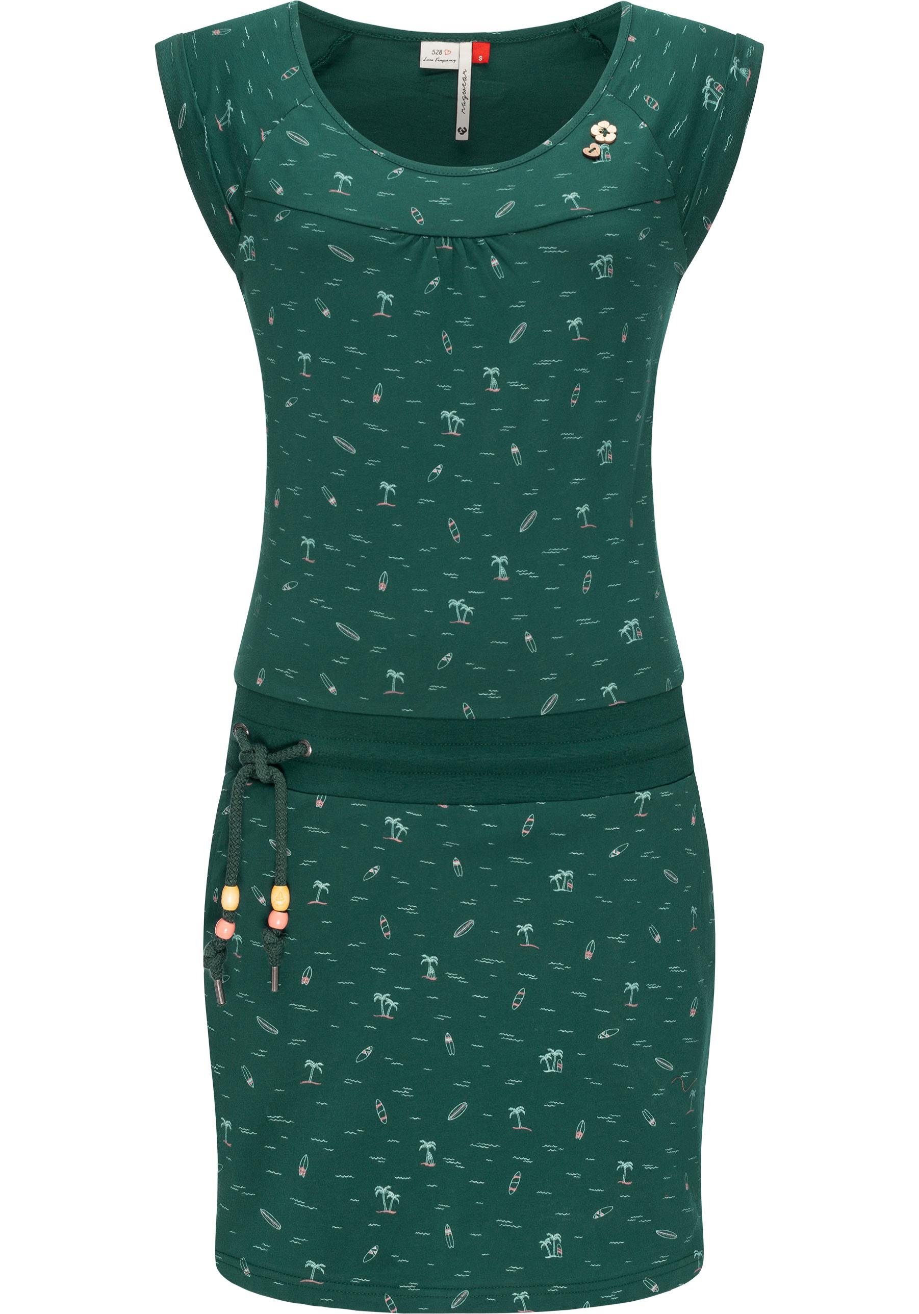 Ragwear Sommerkleid Penelope leichtes Baumwoll Kleid mit Print dunkelgrün