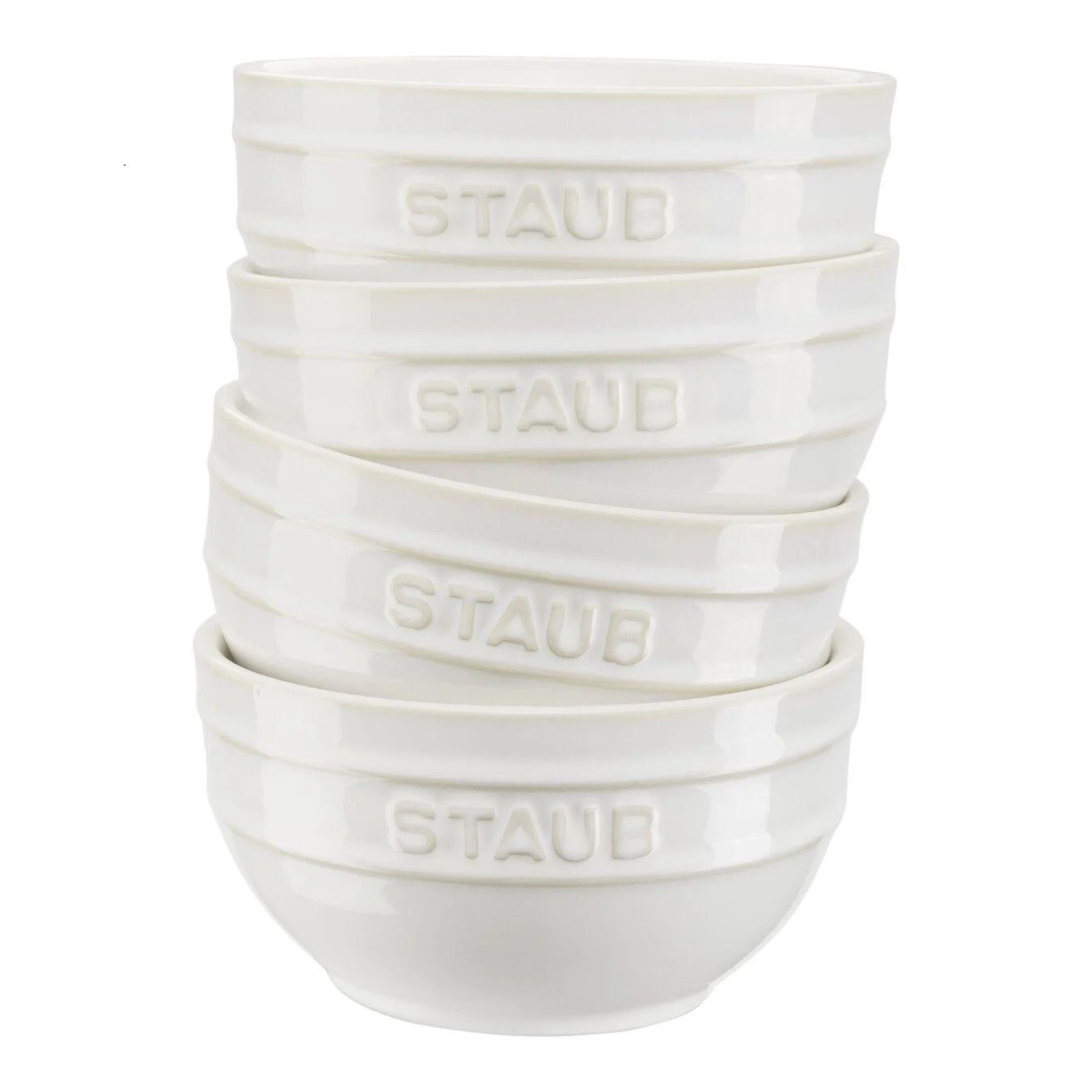 Staub Schüssel Staub Ceramique Schüsselset, Schüssel 4-tlg Elfenbein-Weiß 14 cm 0,7 Liter Zubereiten und Servieren, Keramik, (4-tlg)