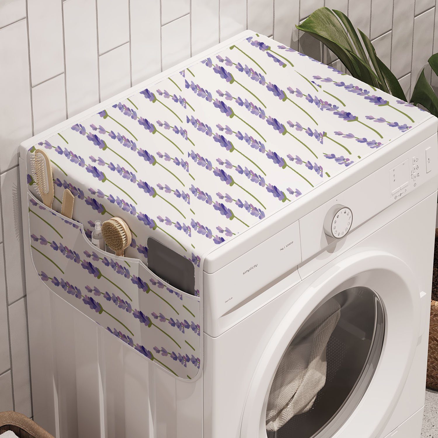 für Trockner, Violett Anti-Rutsch-Stoffabdeckung Lavenders-Layout Abakuhaus Isoliert Badorganizer Waschmaschine und