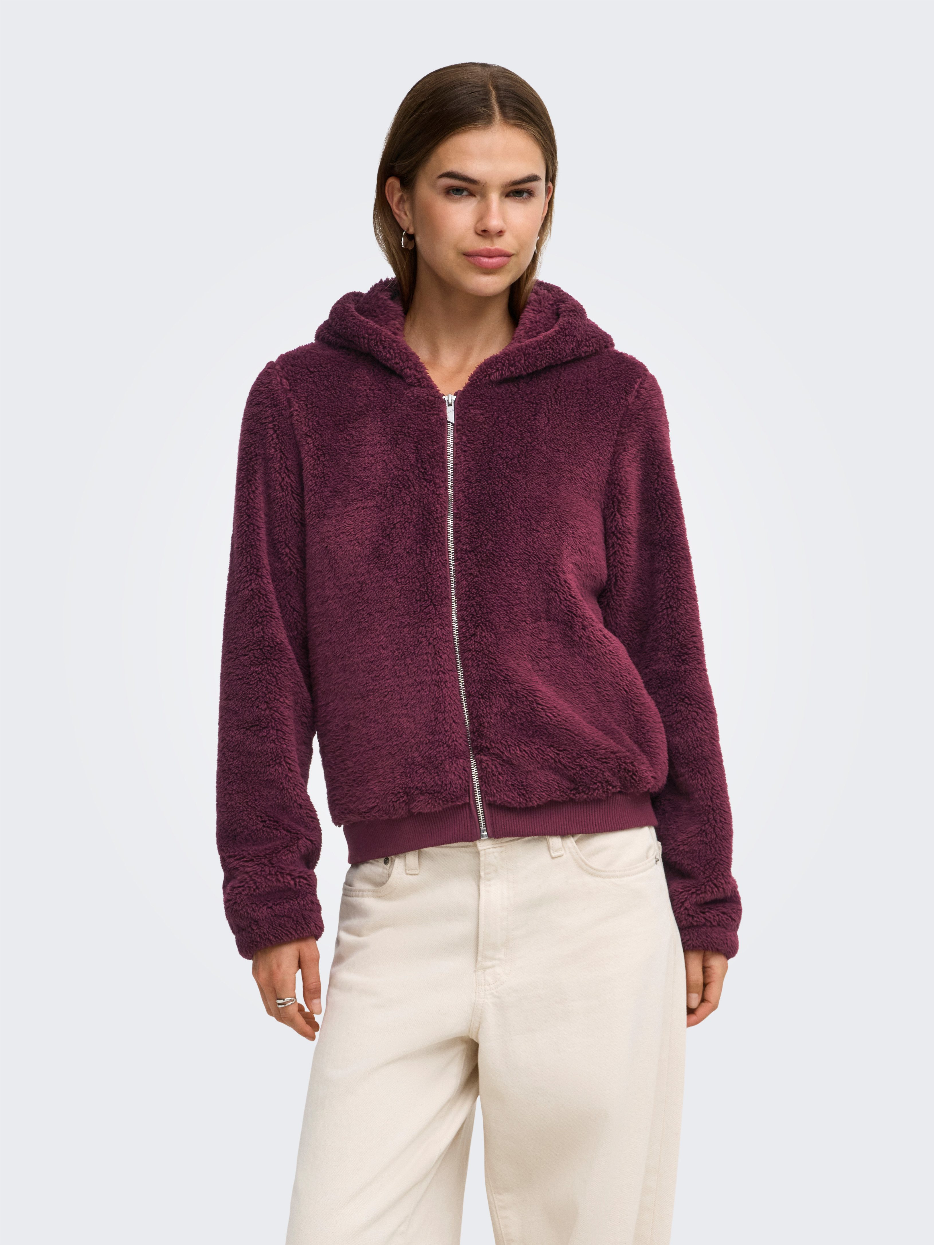 ONLY Kapuzenplüschjacke ONLNEWANNA CONTACT SHERPA JKT OTW NOOS Kunstfaser