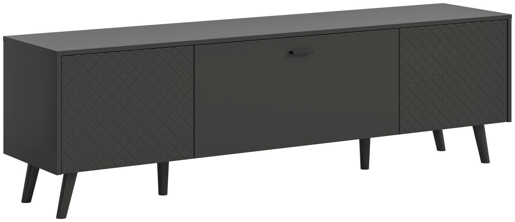 xonox.home Lowboard Lowboard Linea, Grau Matt Für TV Bis 75 Zoll Push To Open Modern 185x55x40 cm