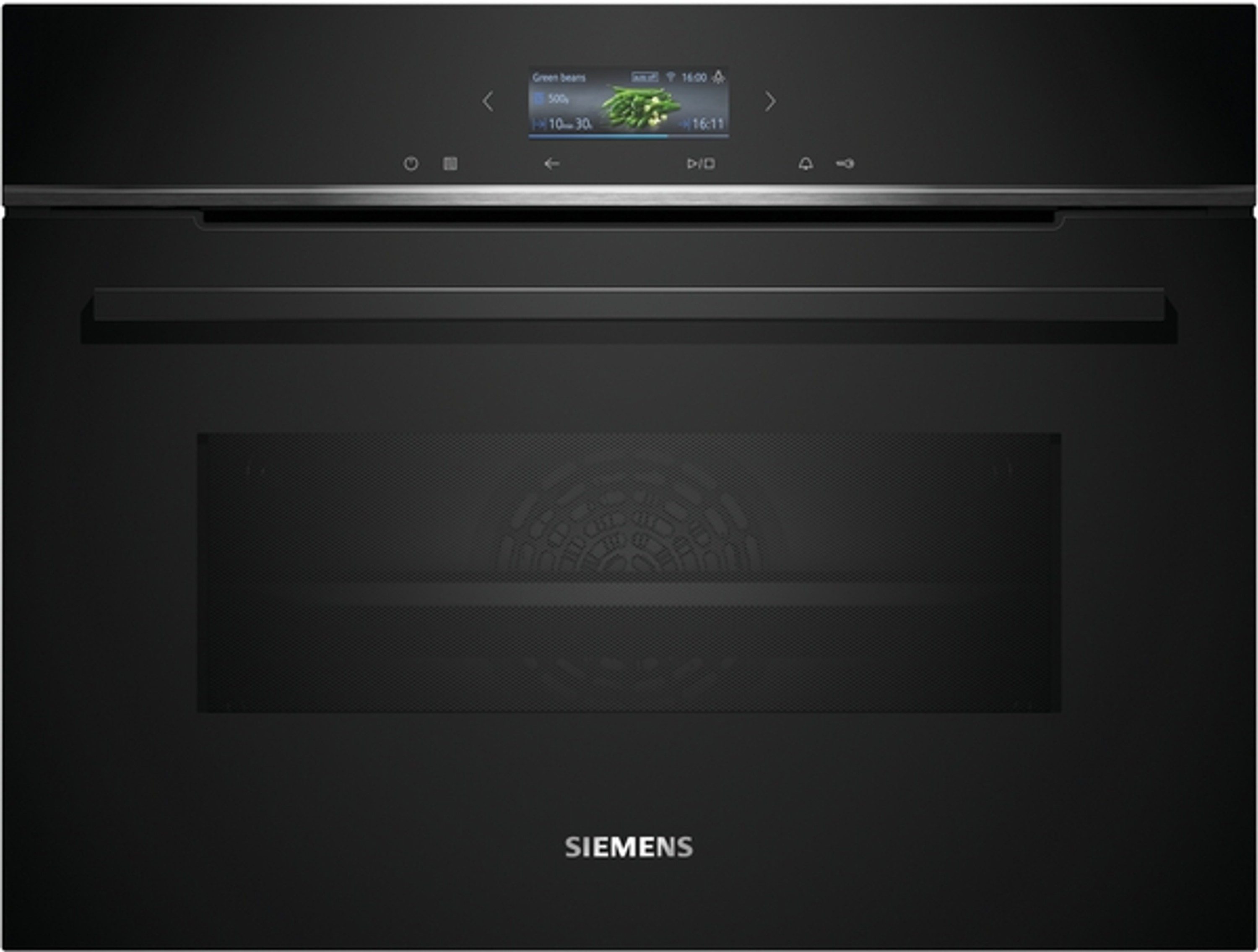 SIEMENS Backofen mit Mikrowelle iQ700/ CM724G1B1 CM724G1B1, mit Einschubebenen: 3, humidClean Plus, Home Connect, 2D Heißluft, Rezeptewelt