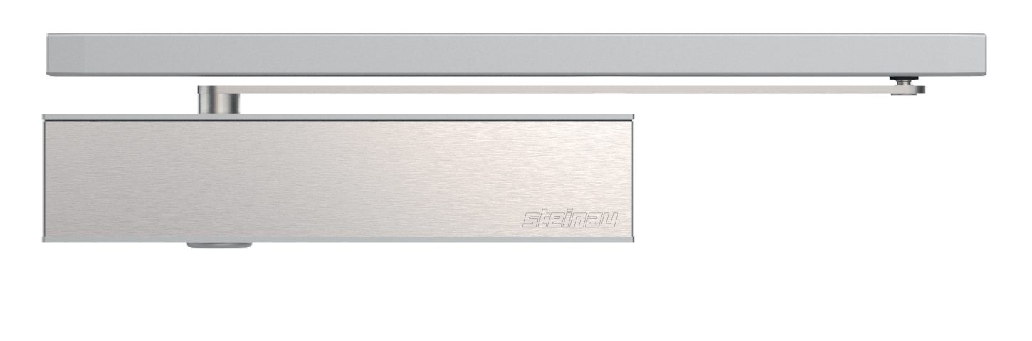 steinau Доводчик Oben-Türschließer TS 62 - Barrierefrei - Edelstahl - Elegantes Design, Montage Bandgegenseite, mit Gleitschiene, Eignet sich im Innen- und geschützten Außenbereich