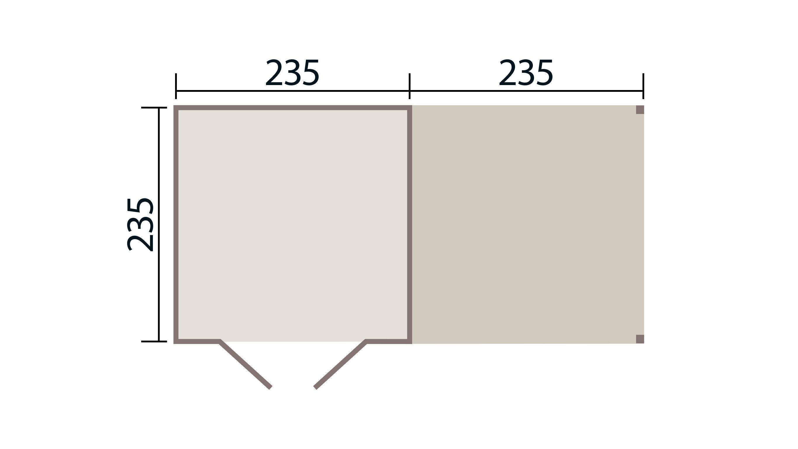 weka Gartenhaus Lugo 3 mit Anbau, BxT: 474x242 cm, (Set), 19mm 235x235