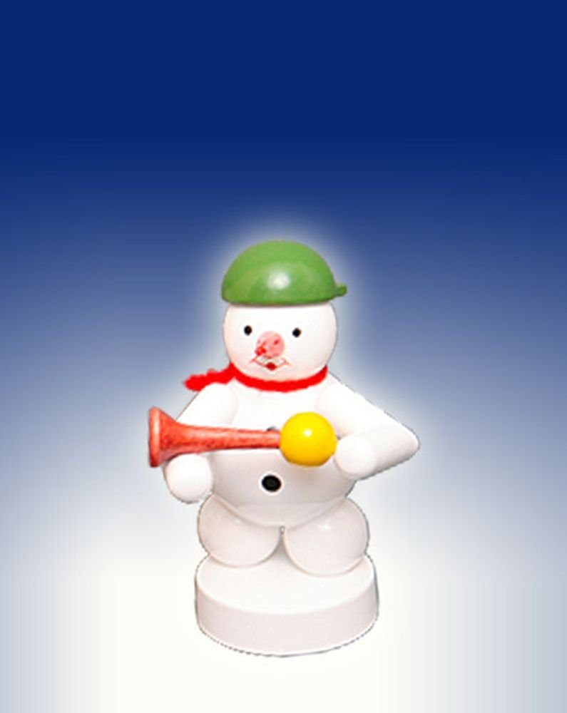 Sammelfigur Weihnachtsdekoration Schneemann mit Hupe Höhe 8cm NEU