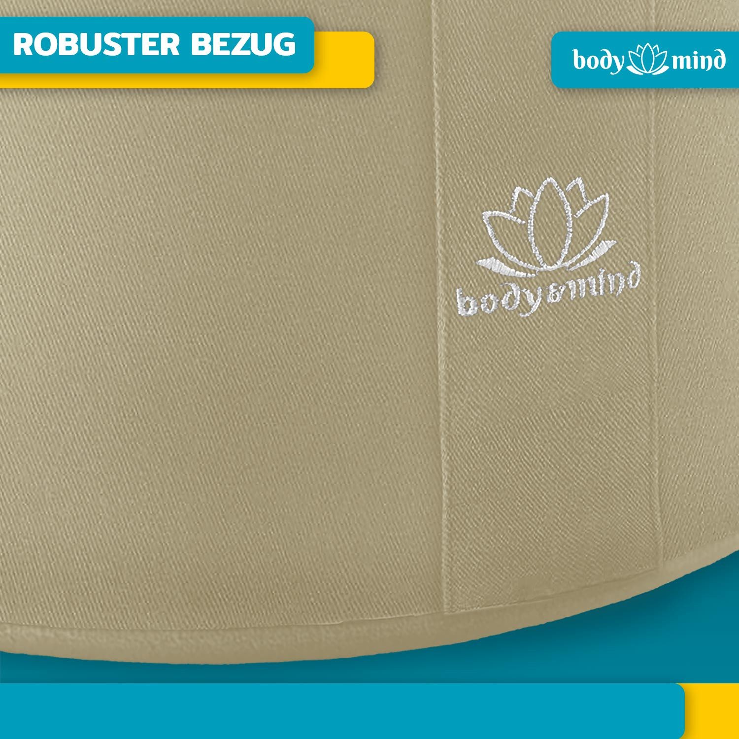 Body & Mind Meditationskissen Rundes Meditationskissen – Yogakissen & Bodensitz für Achtsamkeit, Boden Sitz-Kissen Polster für Meditation & Yoga