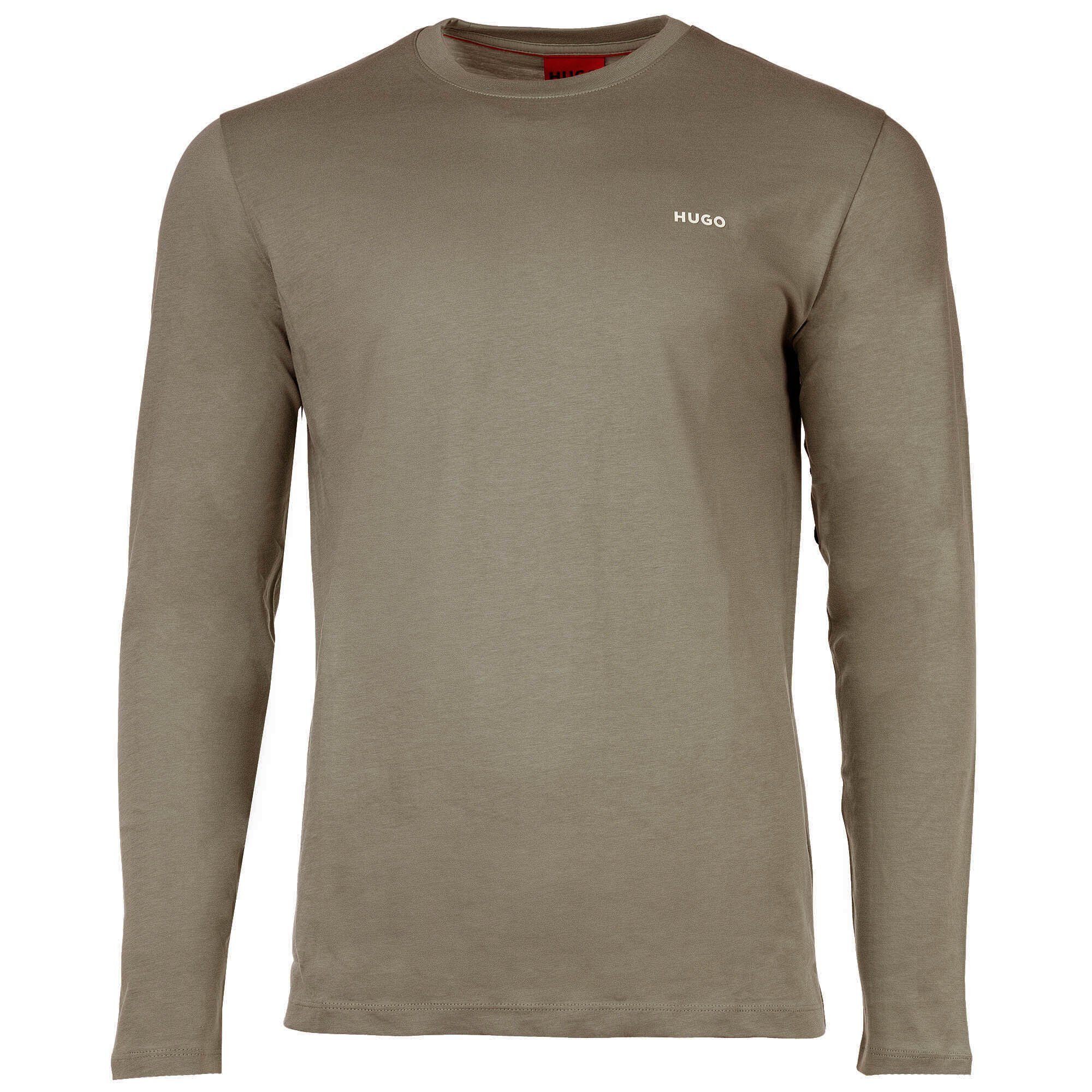 HUGO T-Shirt Herren Longsleeve - Braun Rundhals, DEROL222, Langarm