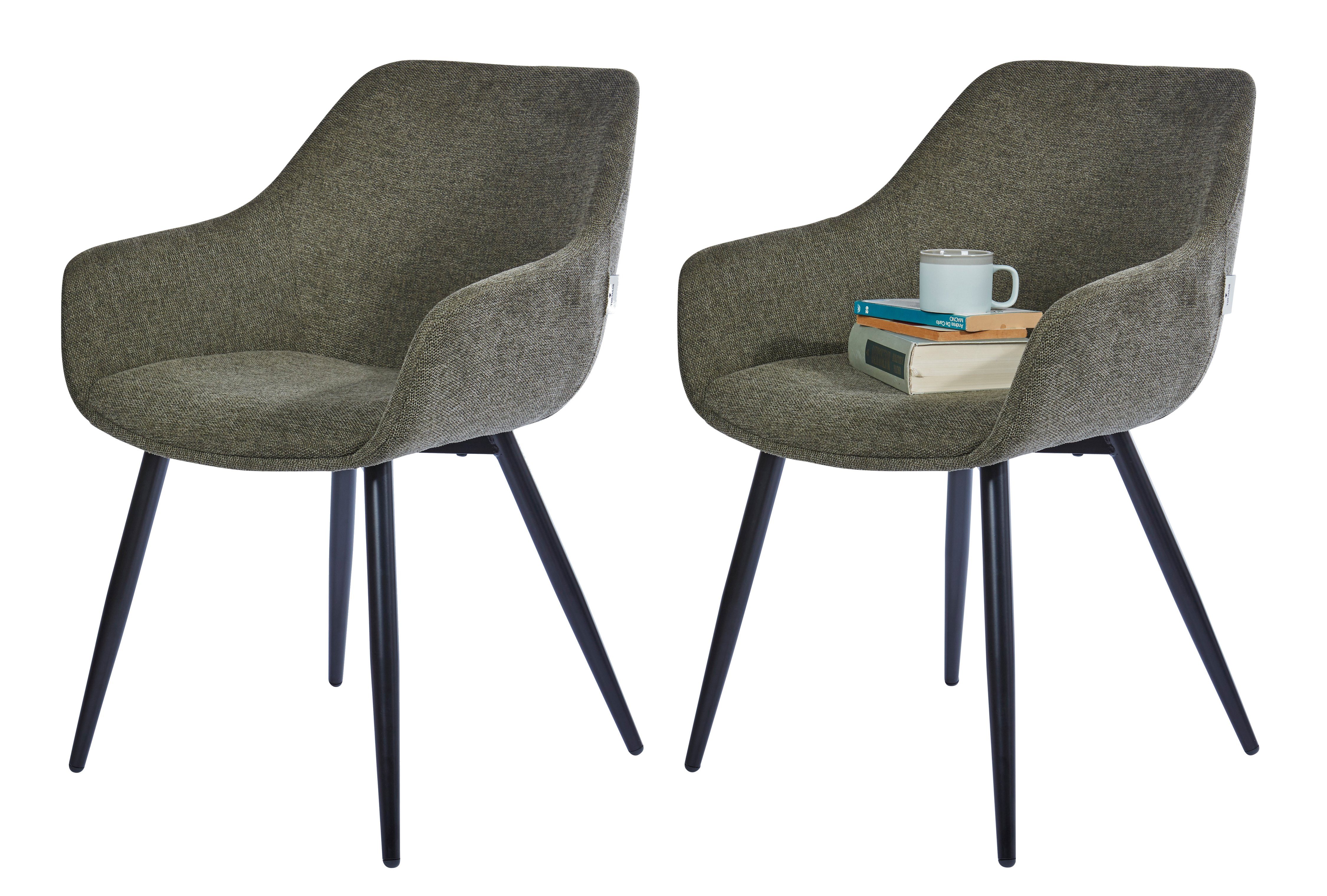 TOM TAILOR HOME Esszimmerstuhl RETRO ARMCHAIR - Schalenstuhl in angesagter Retroform, Chenillestoff, ausgestellte Metallfüße und leicht geneigte Armlehnen.