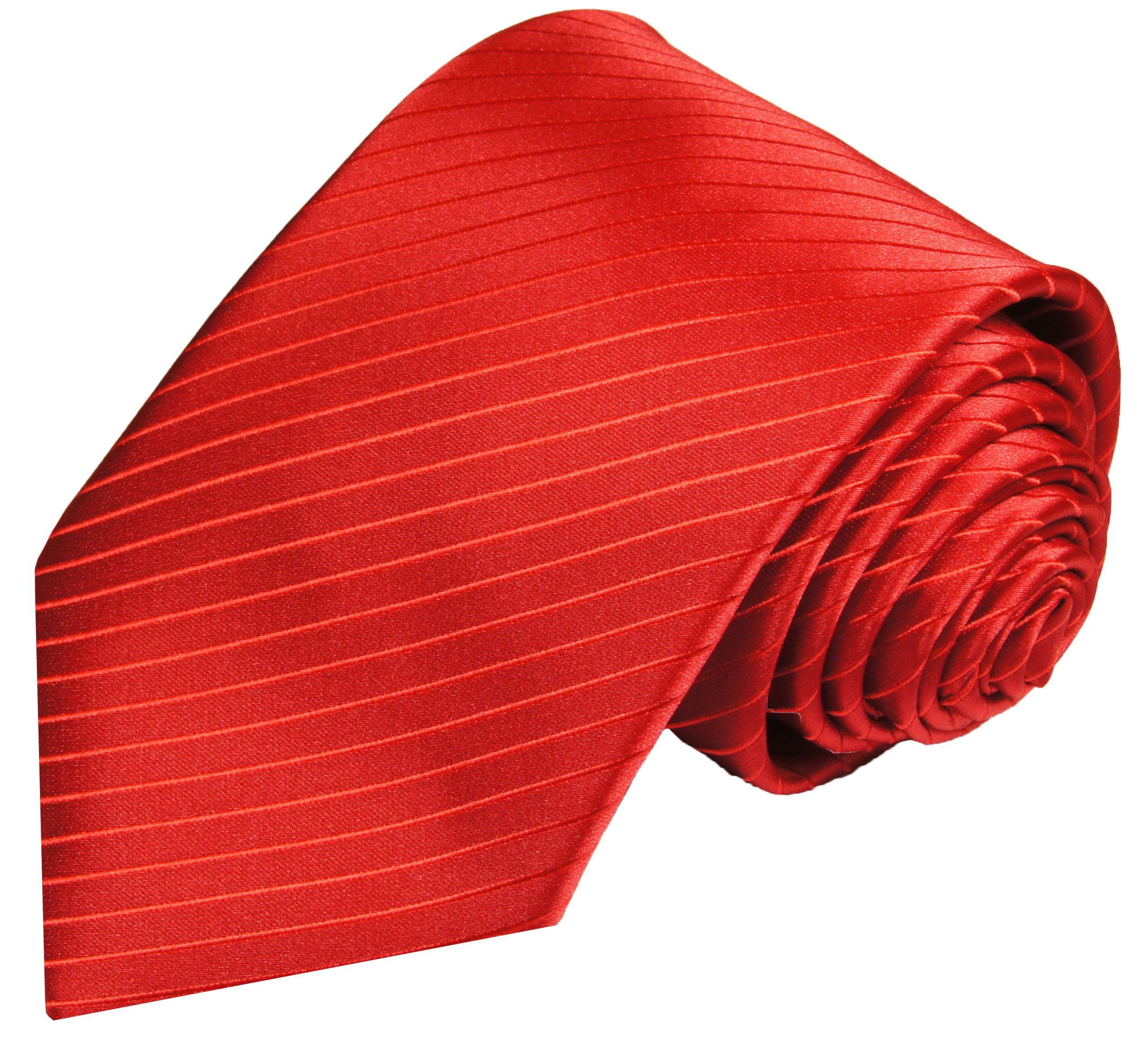 Hochzeitskrawatte Bräutigam Schmal gestreift V24 Malone rot Krawatte uni - - Paul Herren (6cm), Mikrofaser